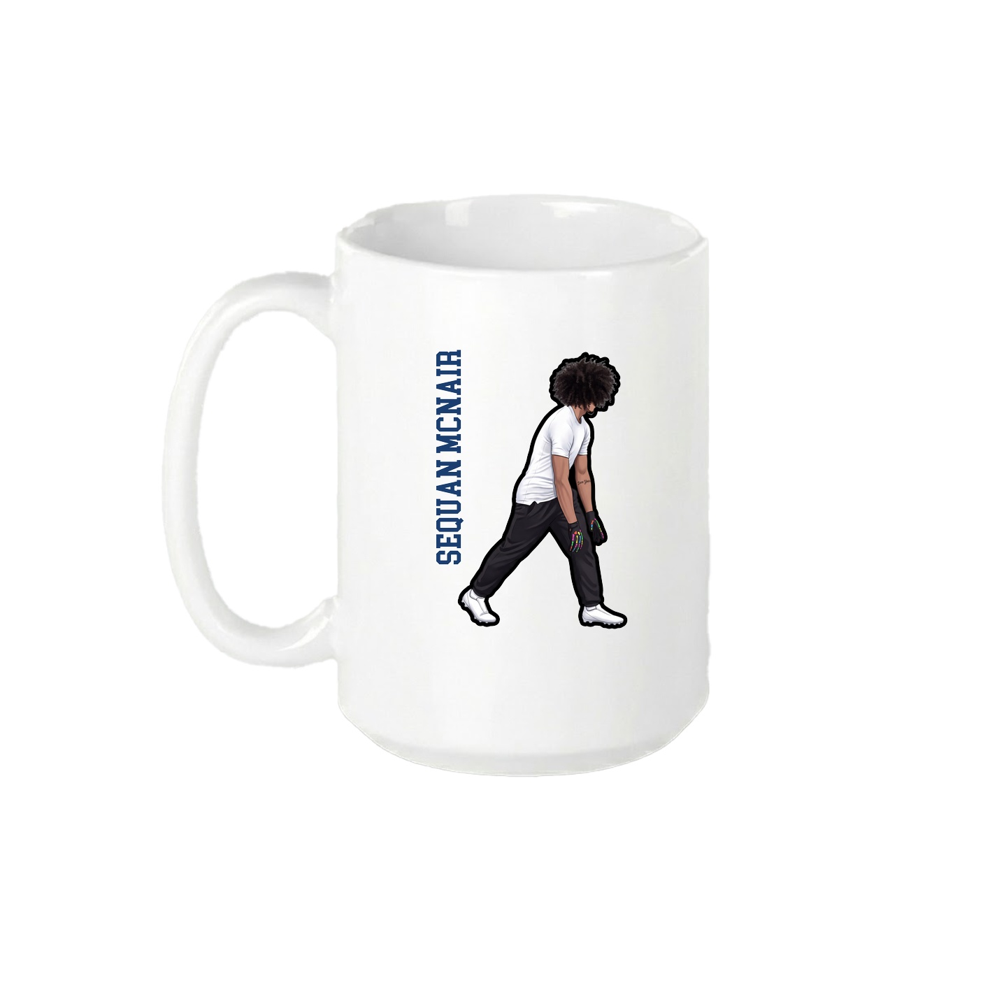 15oz Coffee Mug — Name Vertical in White
