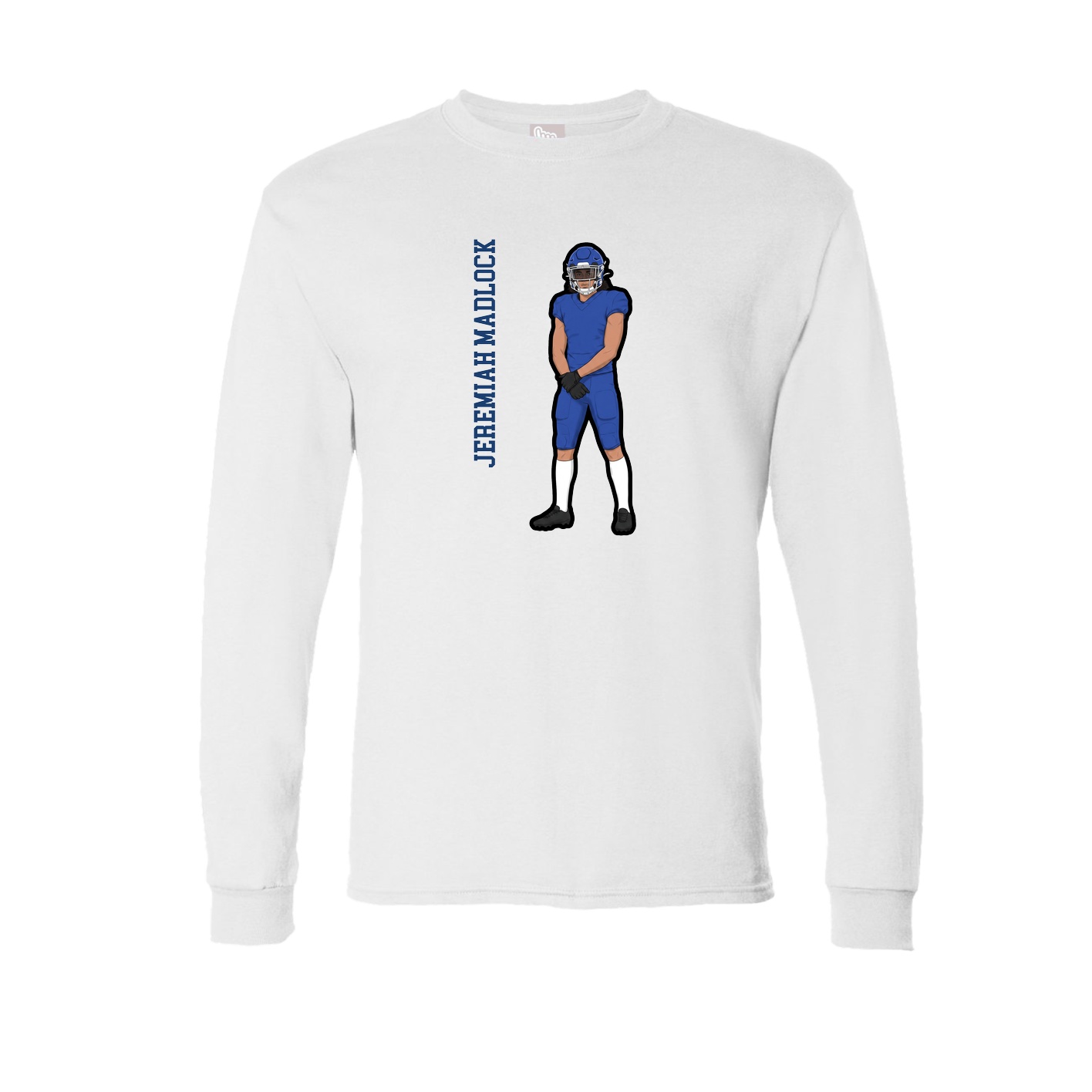 Long Sleeve Tee — Name Vertical in White