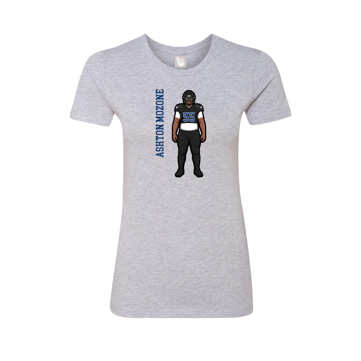 Fitted Women's Tee — Name Vertical in Grey