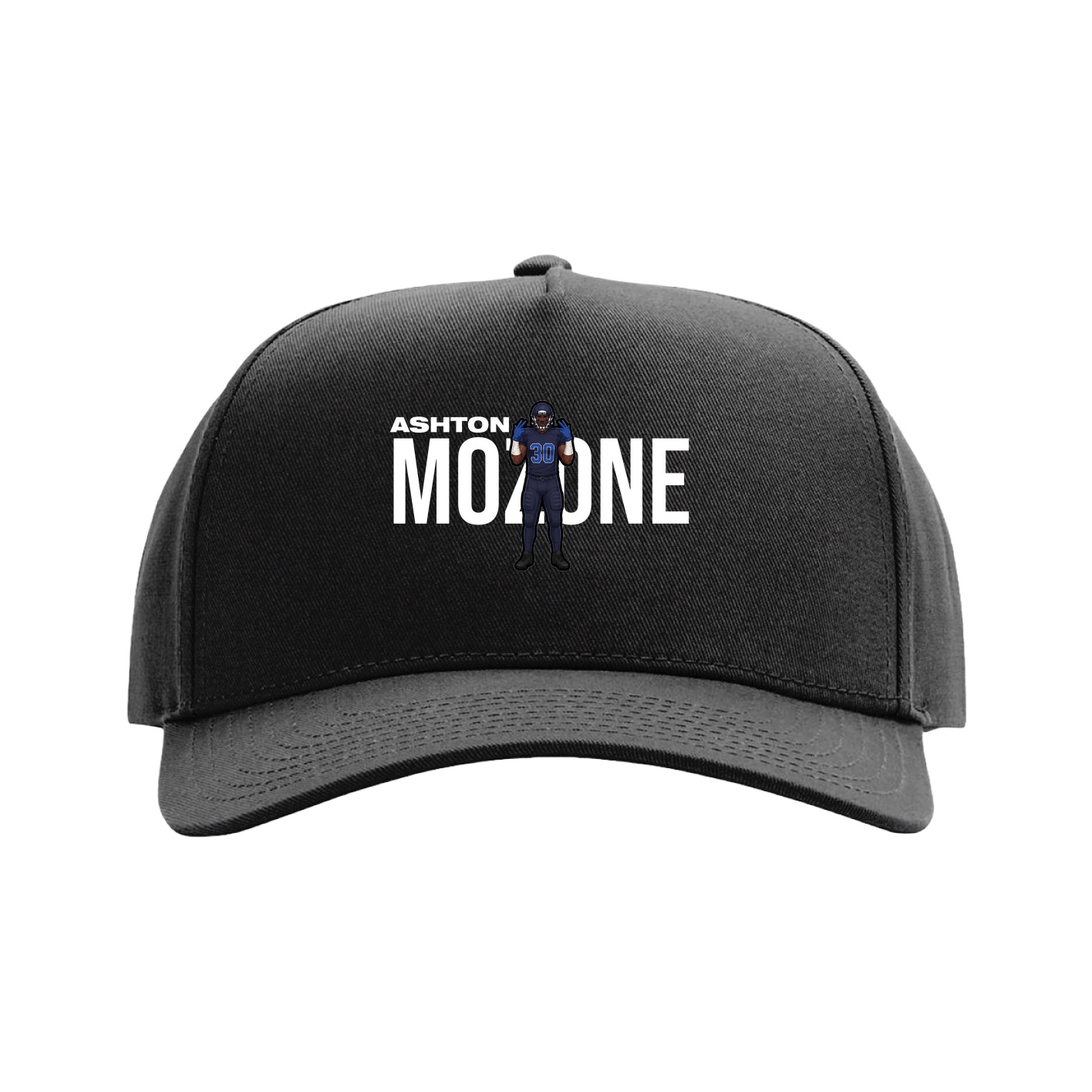 Full Fabric Five-Panel Champ Cap — Player Name in Black