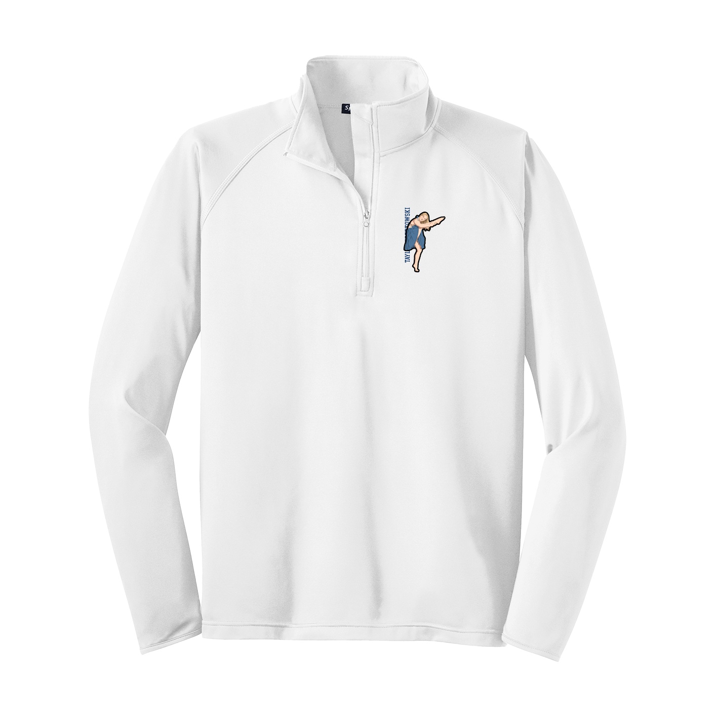 Q-Zip Pullover — Name Vertical in White
