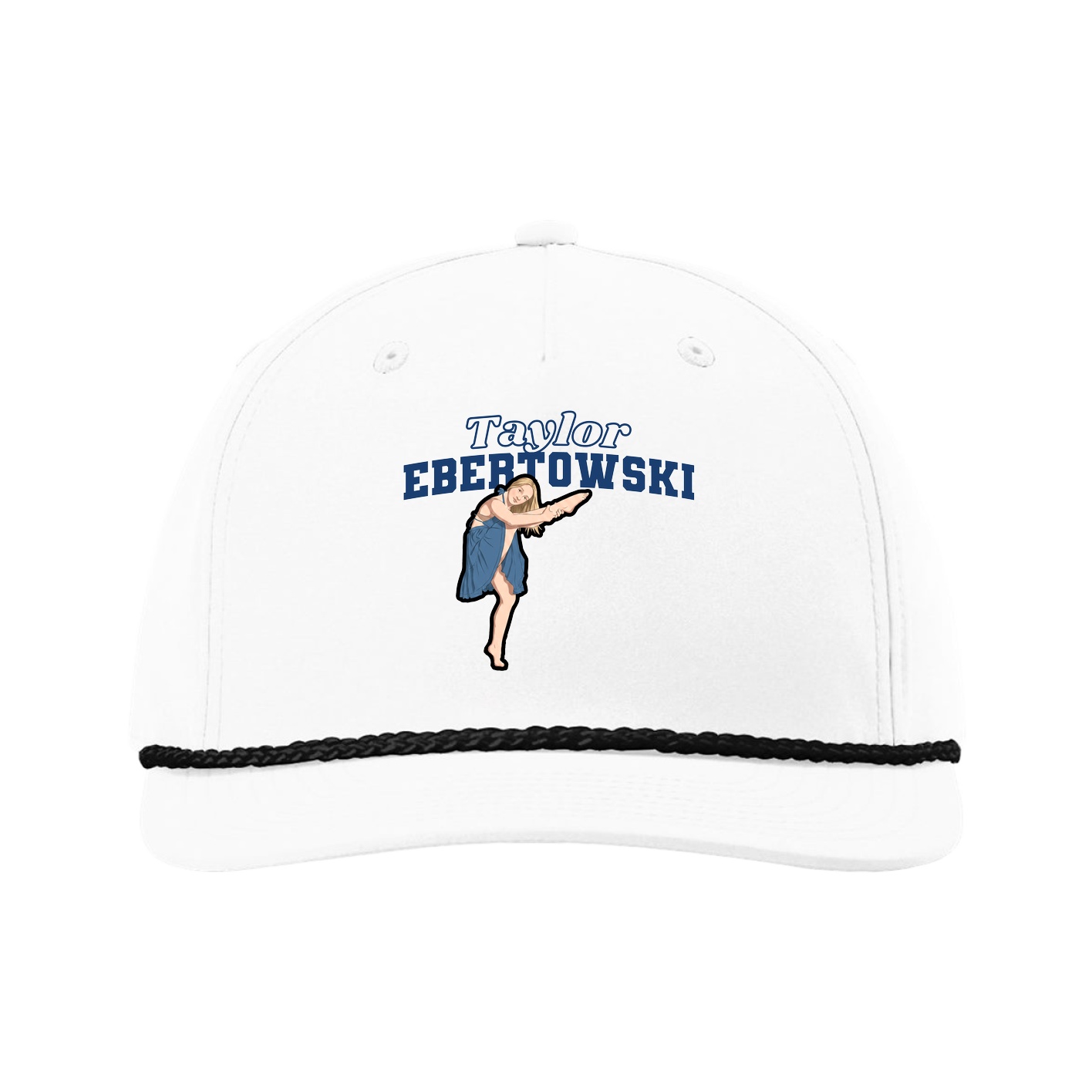 Five-Panel Classic Rope Cap — Name Arch in White