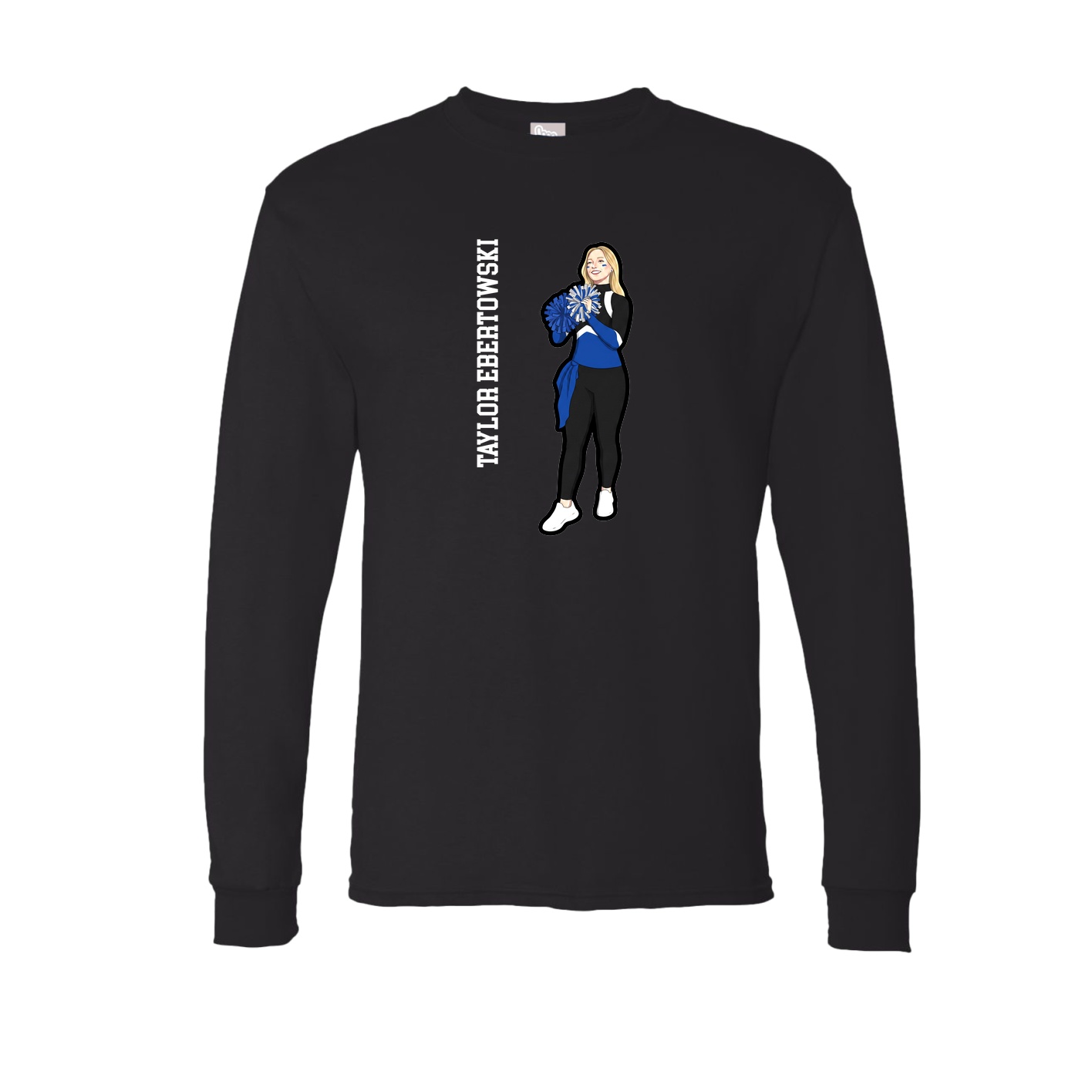 Long Sleeve Tee — Name Vertical in Black