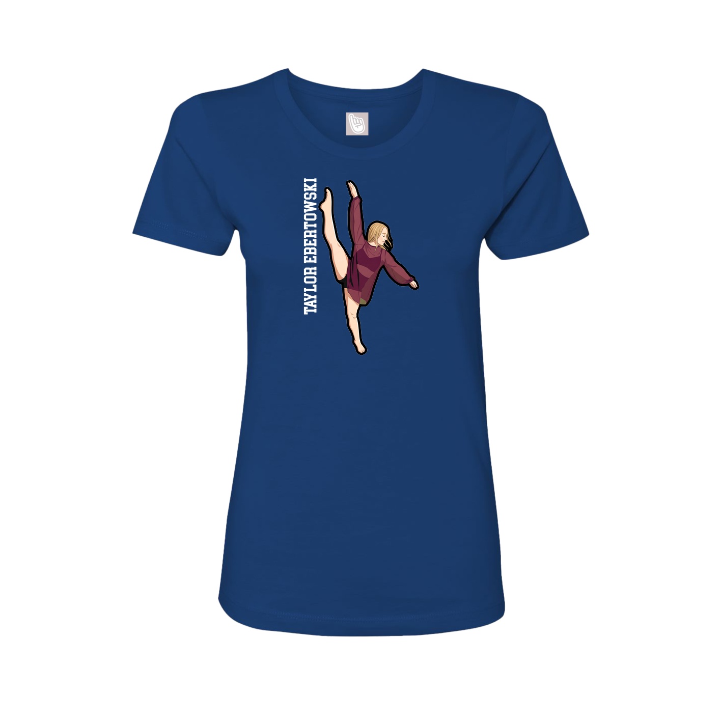 Fitted Women's Tee — Name Vertical in Royal