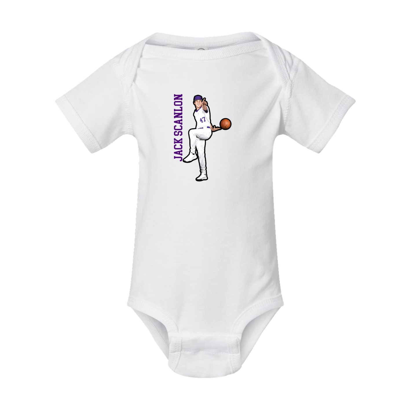 Baby Onesie — Name Vertical in White