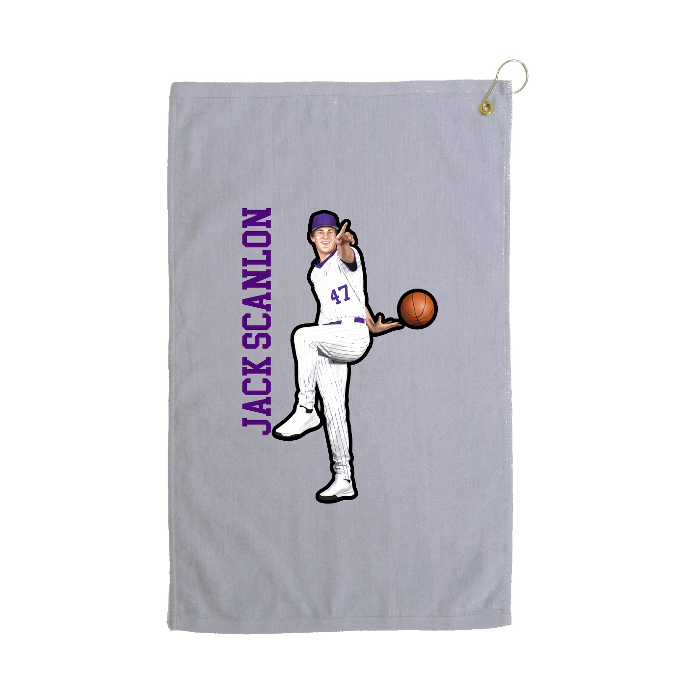 Golf Towel — Name Vertical in Grey