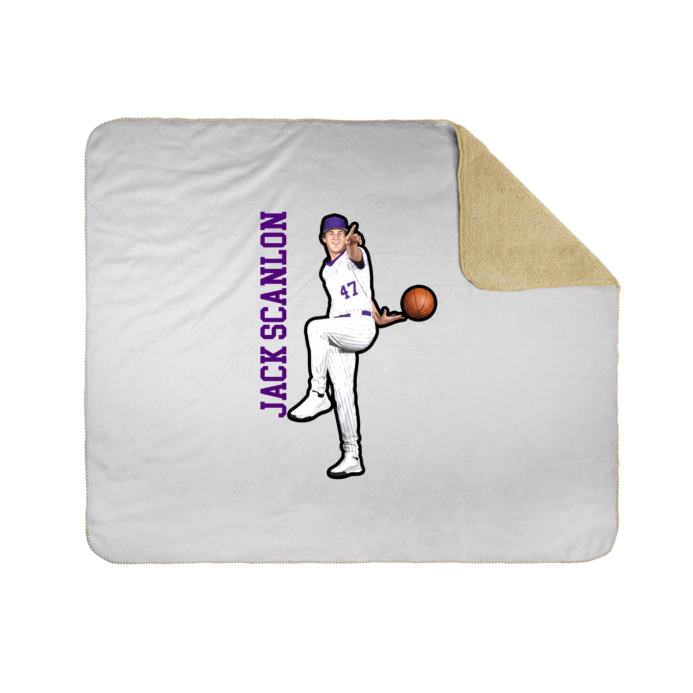 Throw Blanket — Name Vertical in White