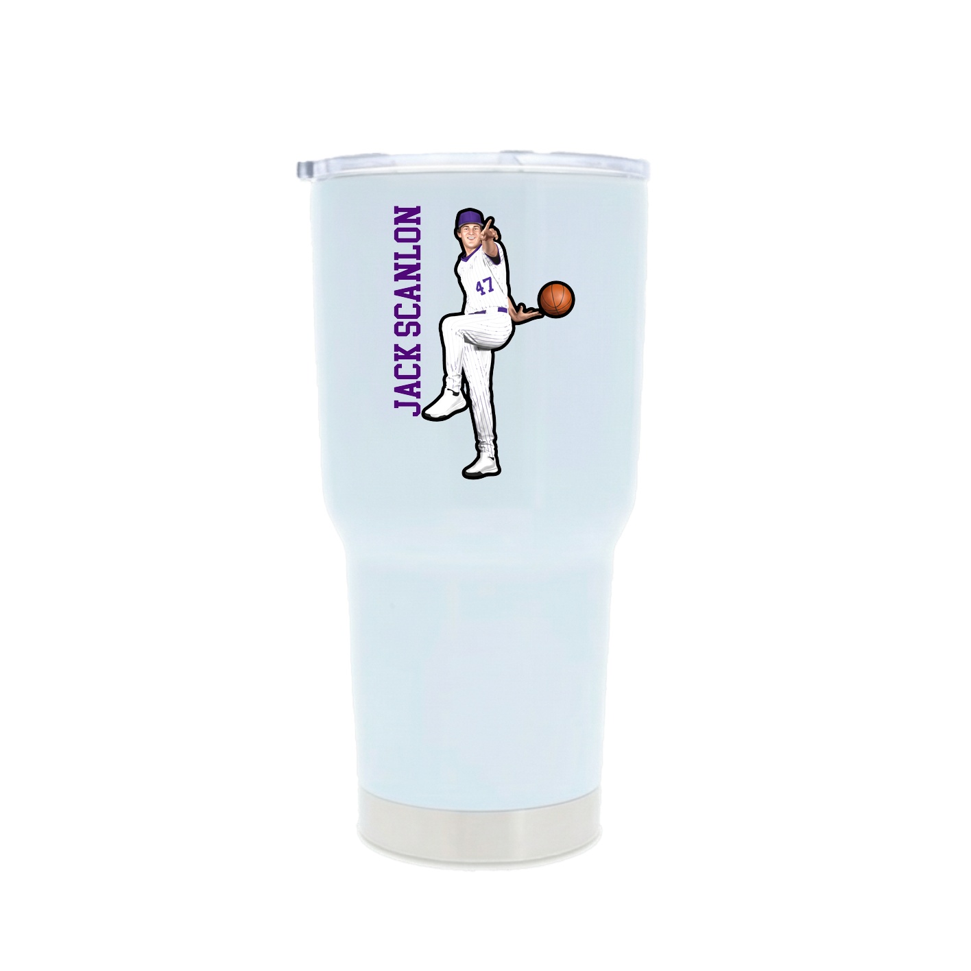 30oz Stainless Steel Tumbler — Name Vertical in White