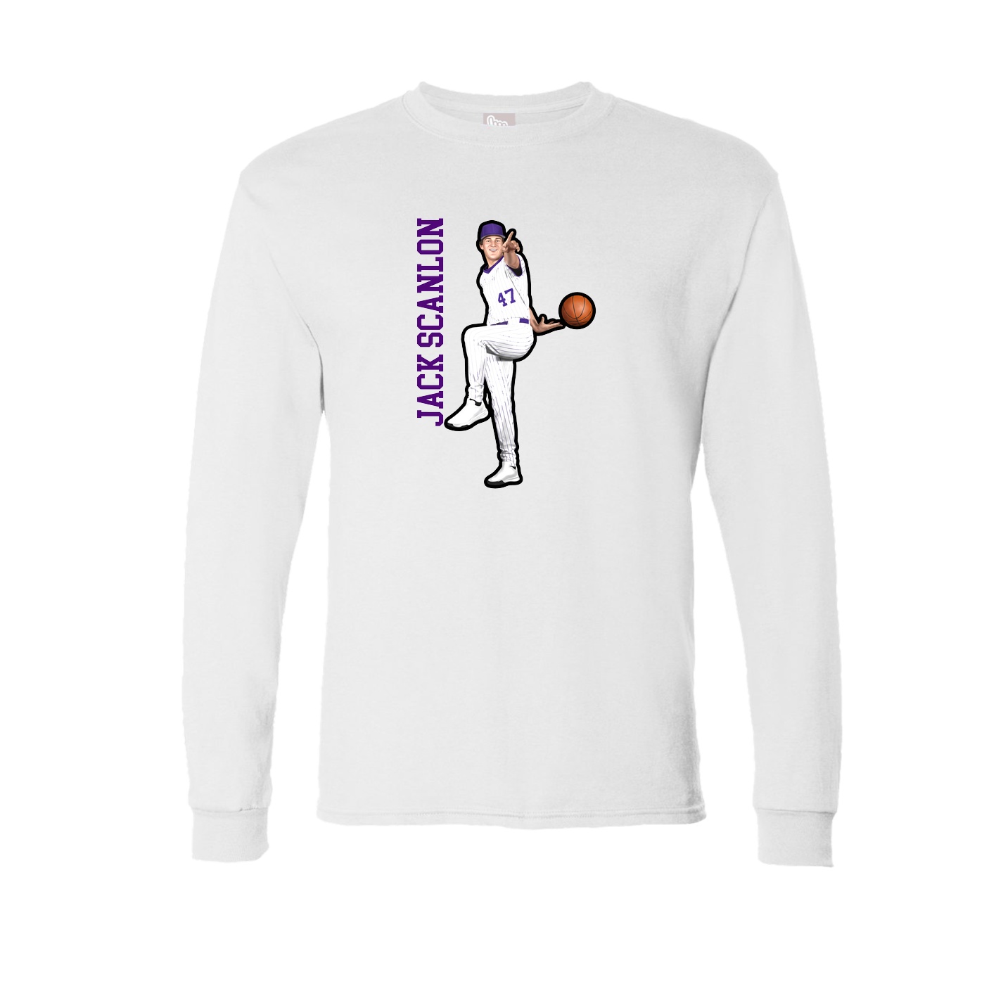 Long Sleeve Tee — Name Vertical in White