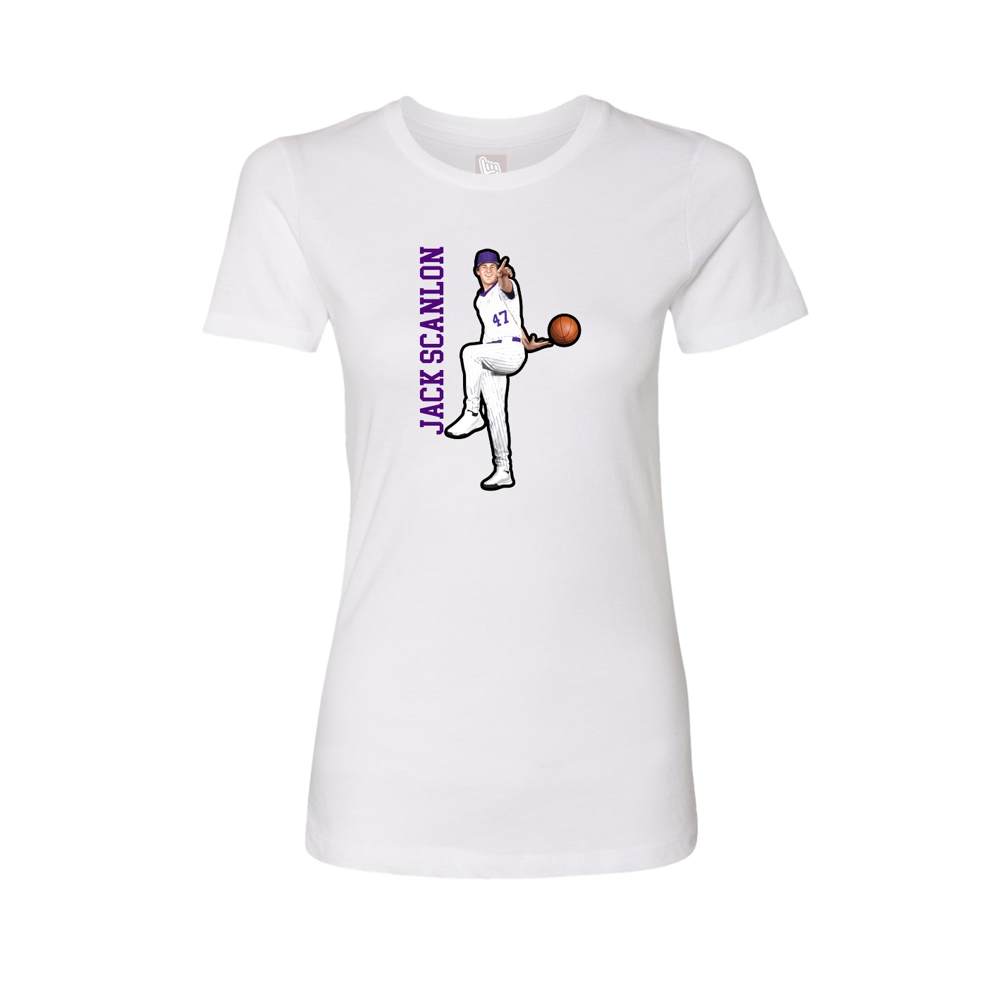 Fitted Women's Tee — Name Vertical in White