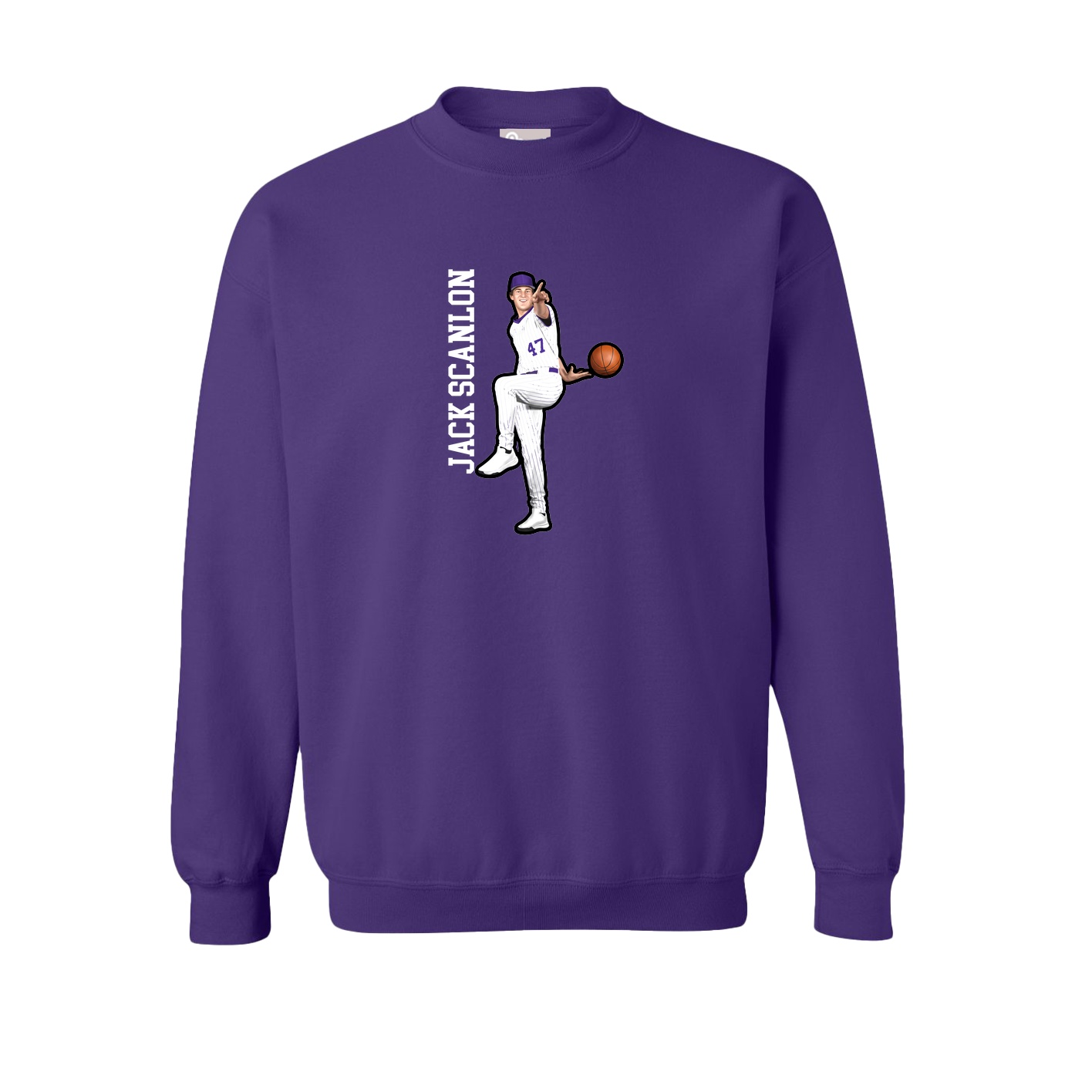 Fleece Crew — Name Vertical in Purple