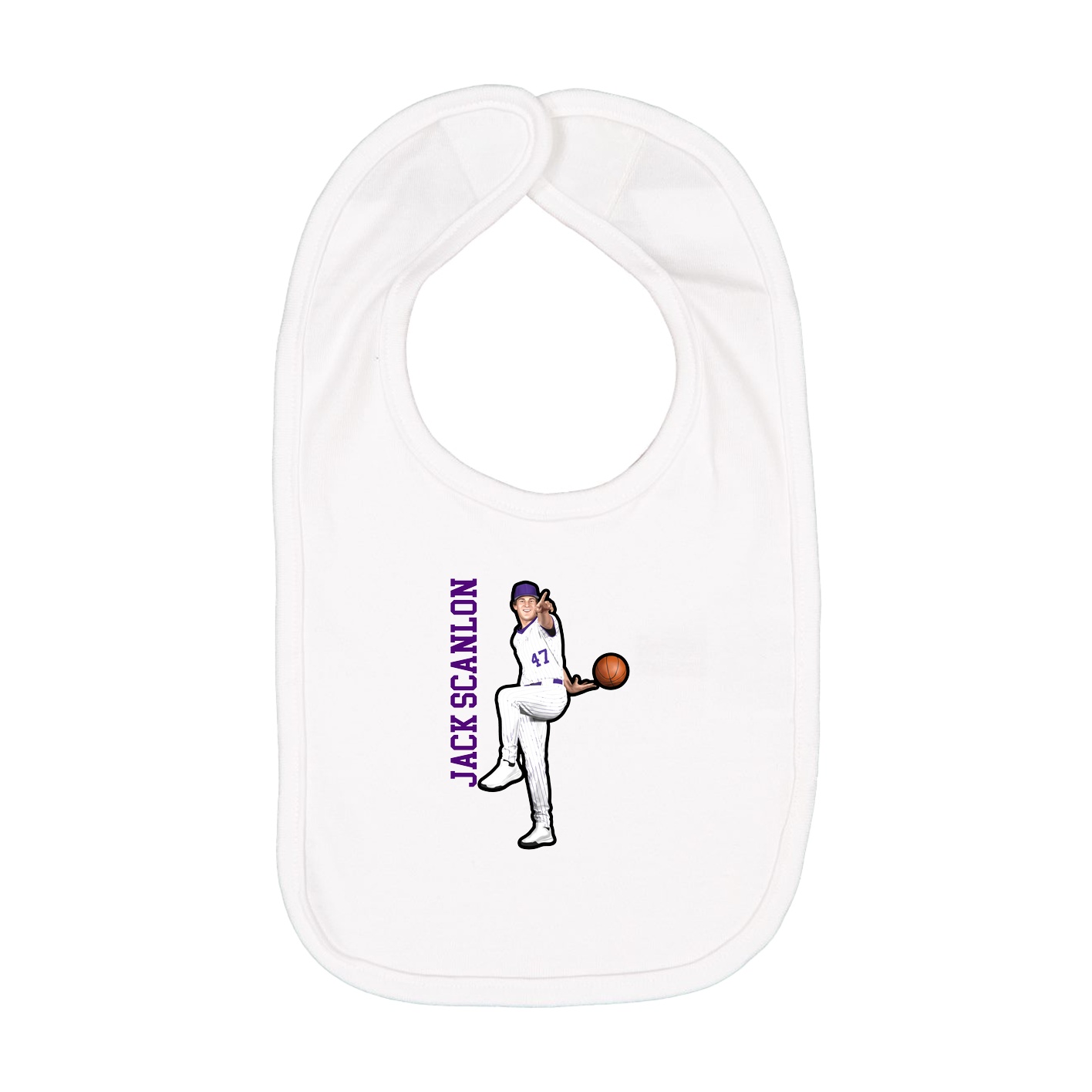 Infant Bib — Name Vertical in White