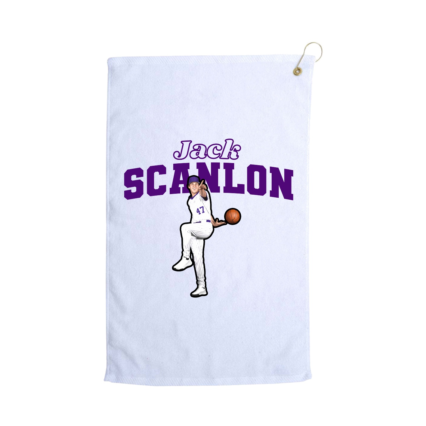 Golf Towel — Name Arch in White