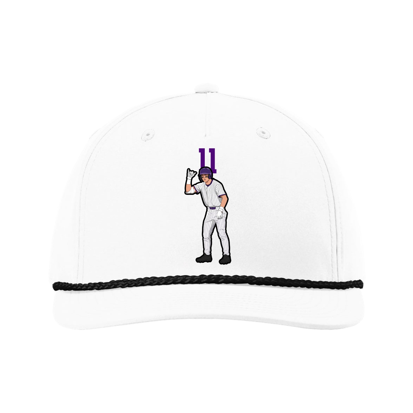 Five-Panel Classic Rope Cap — Number Top in White