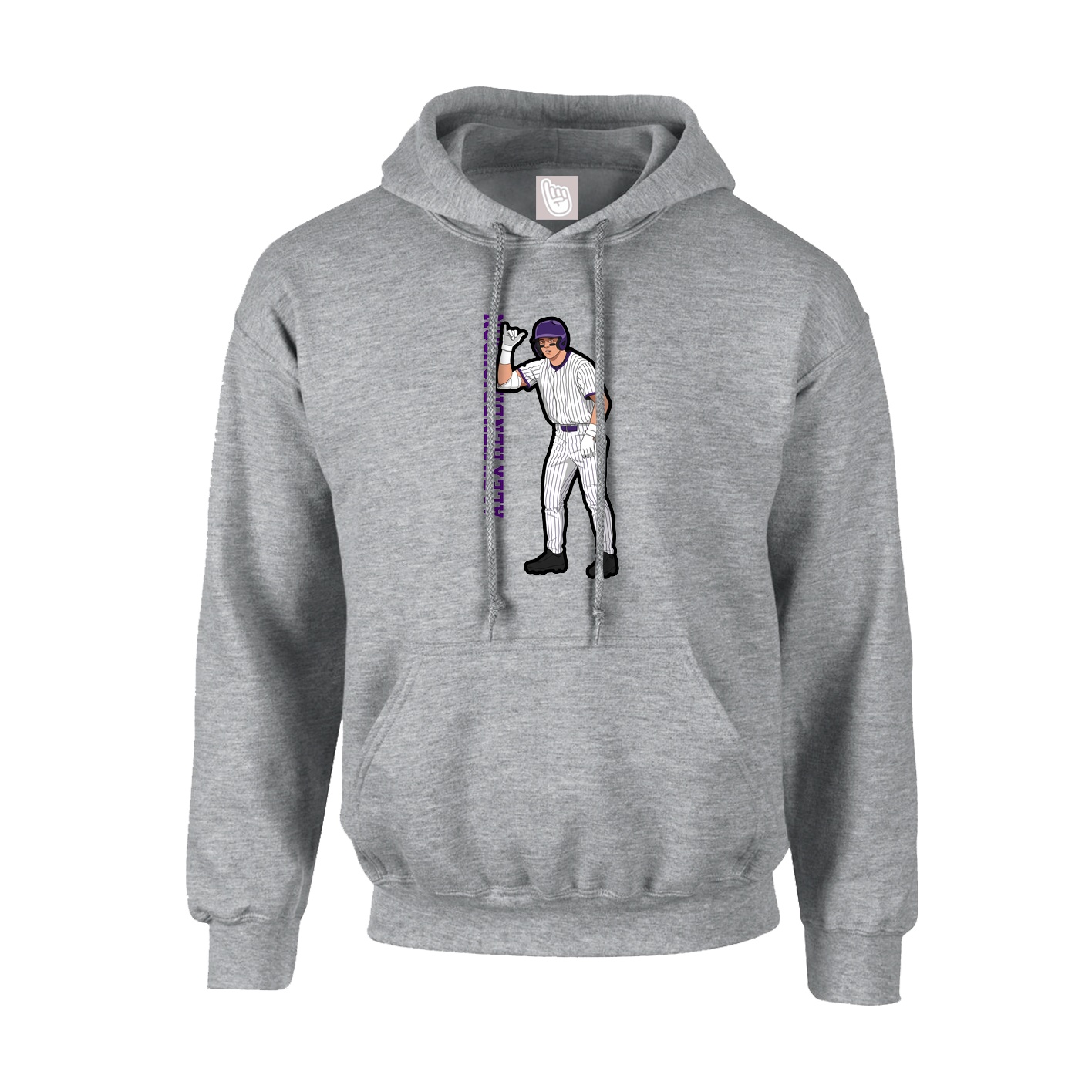 Youth Hoodie — Name Vertical in Grey