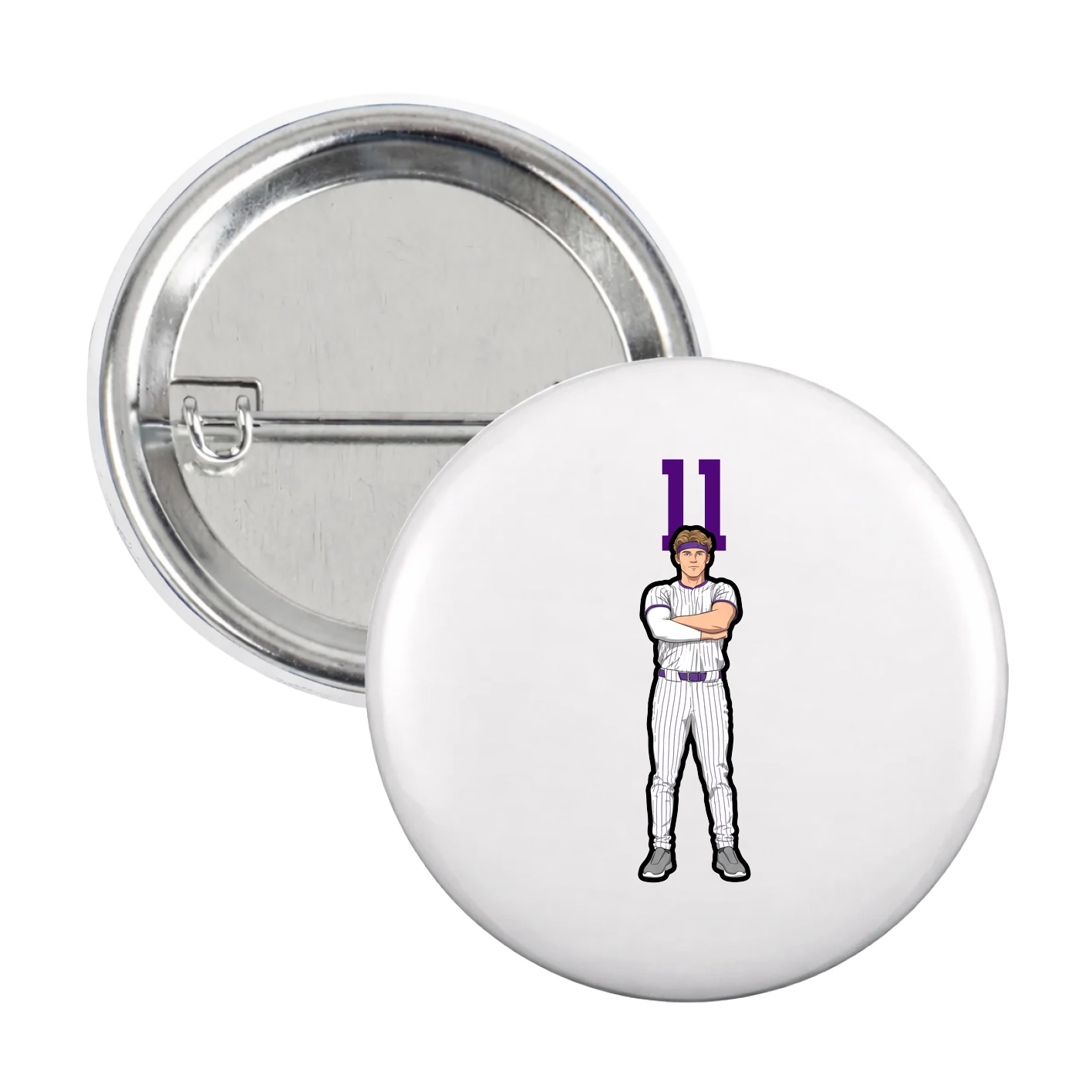 Game Day Button — Number Top in White