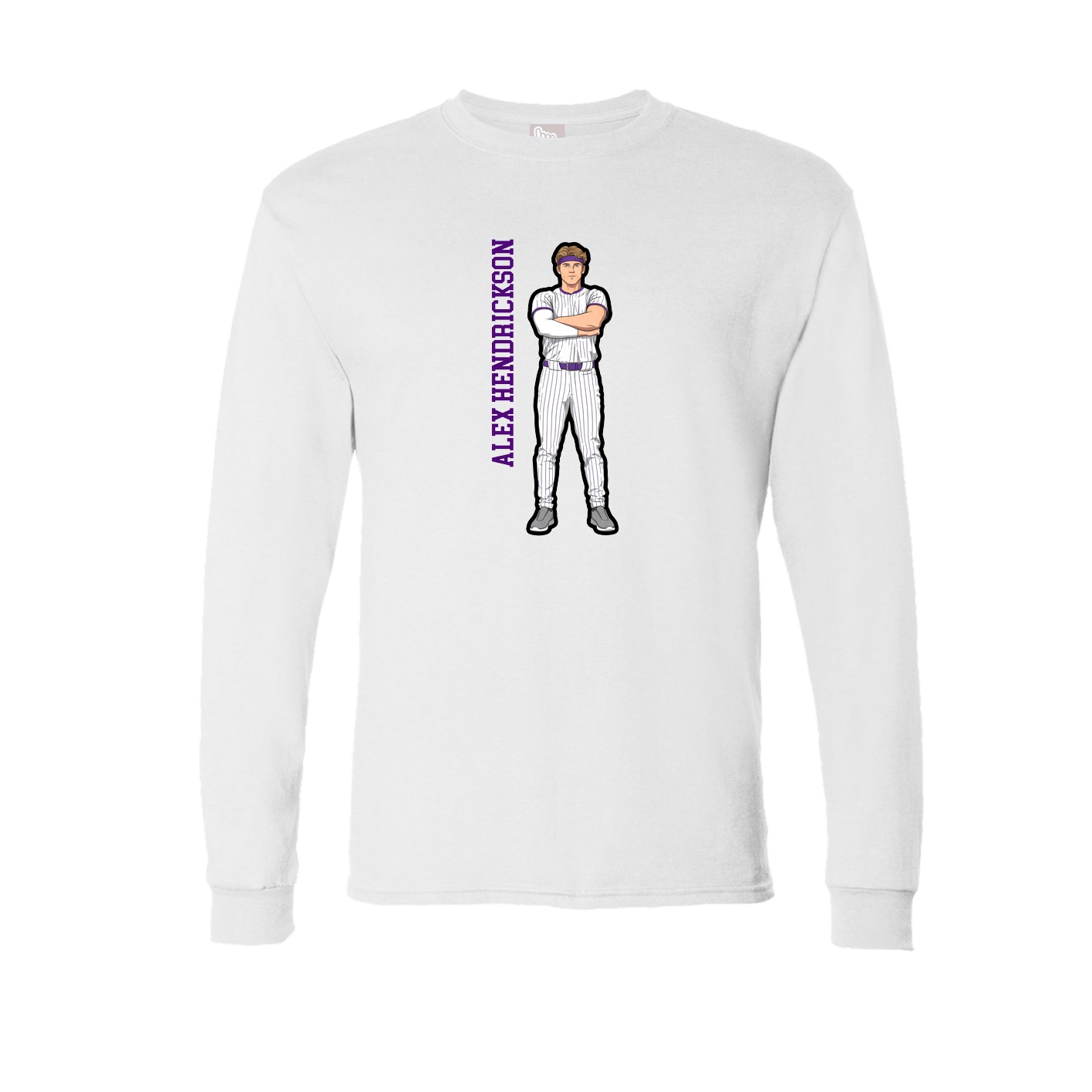 Long Sleeve Tee — Name Vertical in White