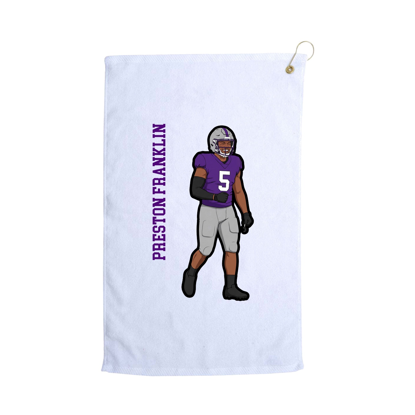 Golf Towel — Name Vertical in White