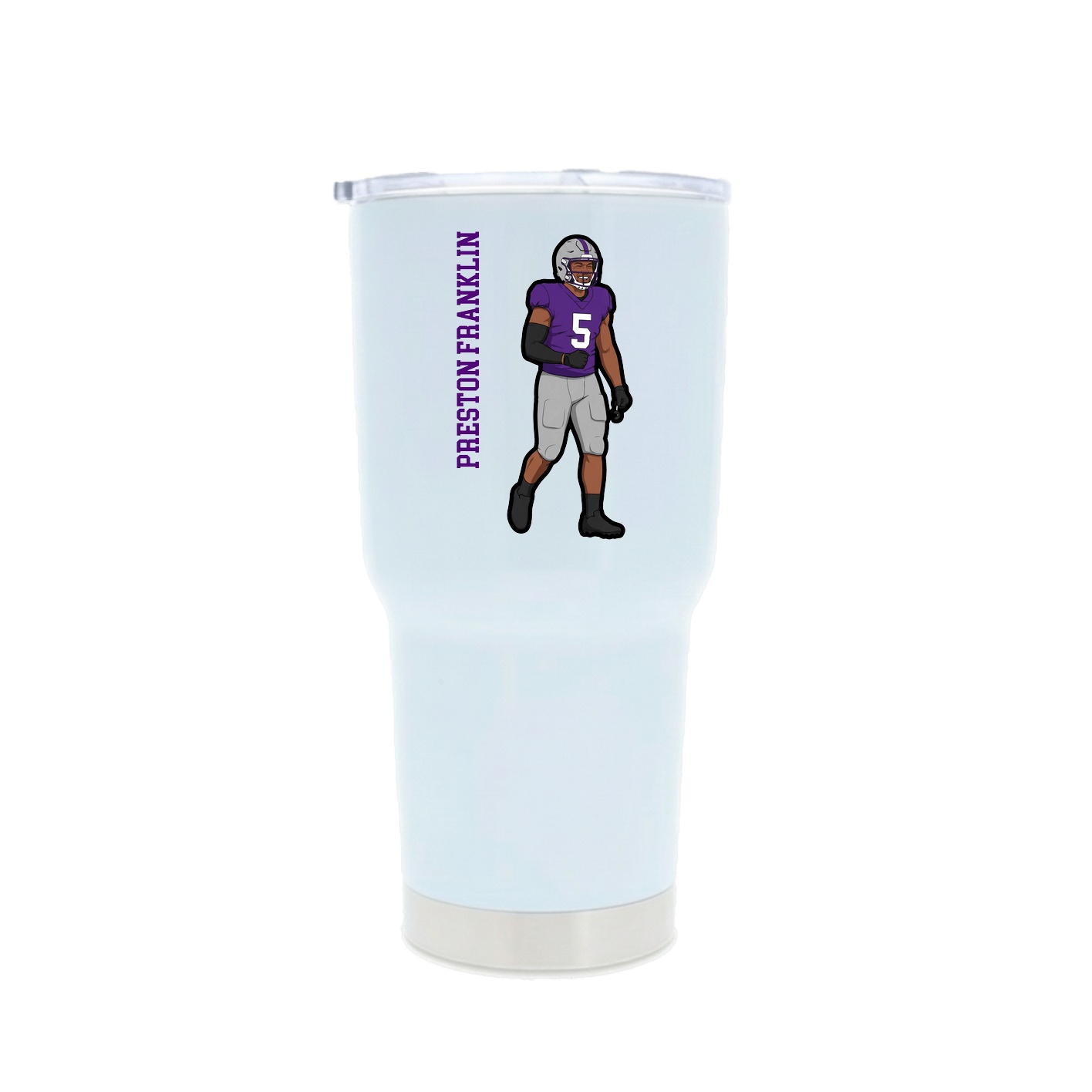 30oz Stainless Steel Tumbler — Name Vertical in White