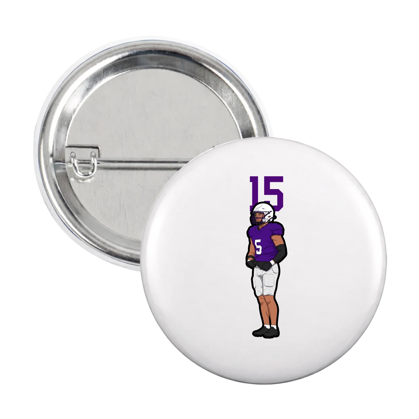 Game Day Button — Number Top in White