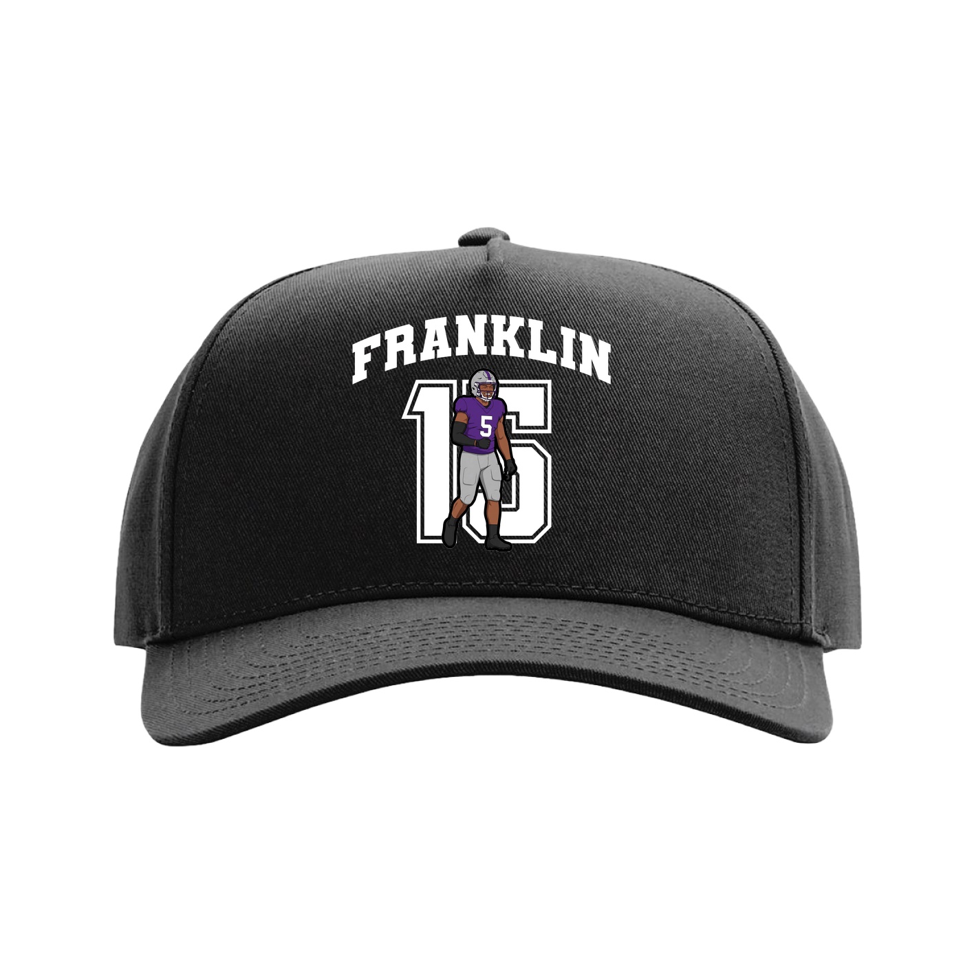 Full Fabric Five-Panel Champ Cap — Number in Black