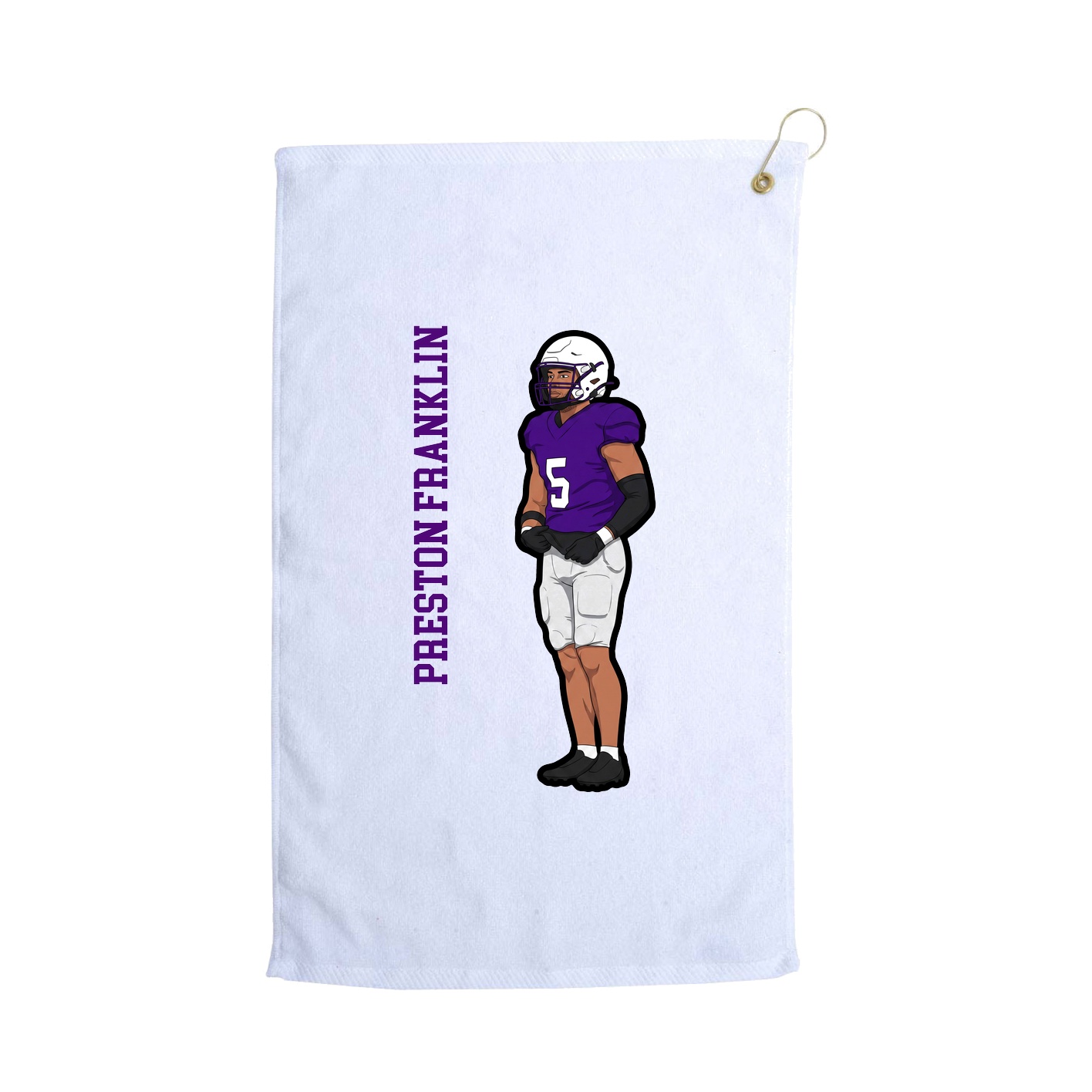Golf Towel — Name Vertical in White