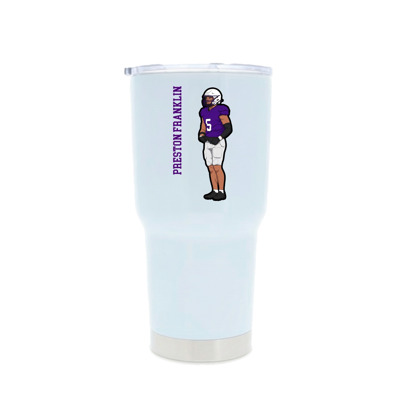 30oz Stainless Steel Tumbler — Name Vertical in White