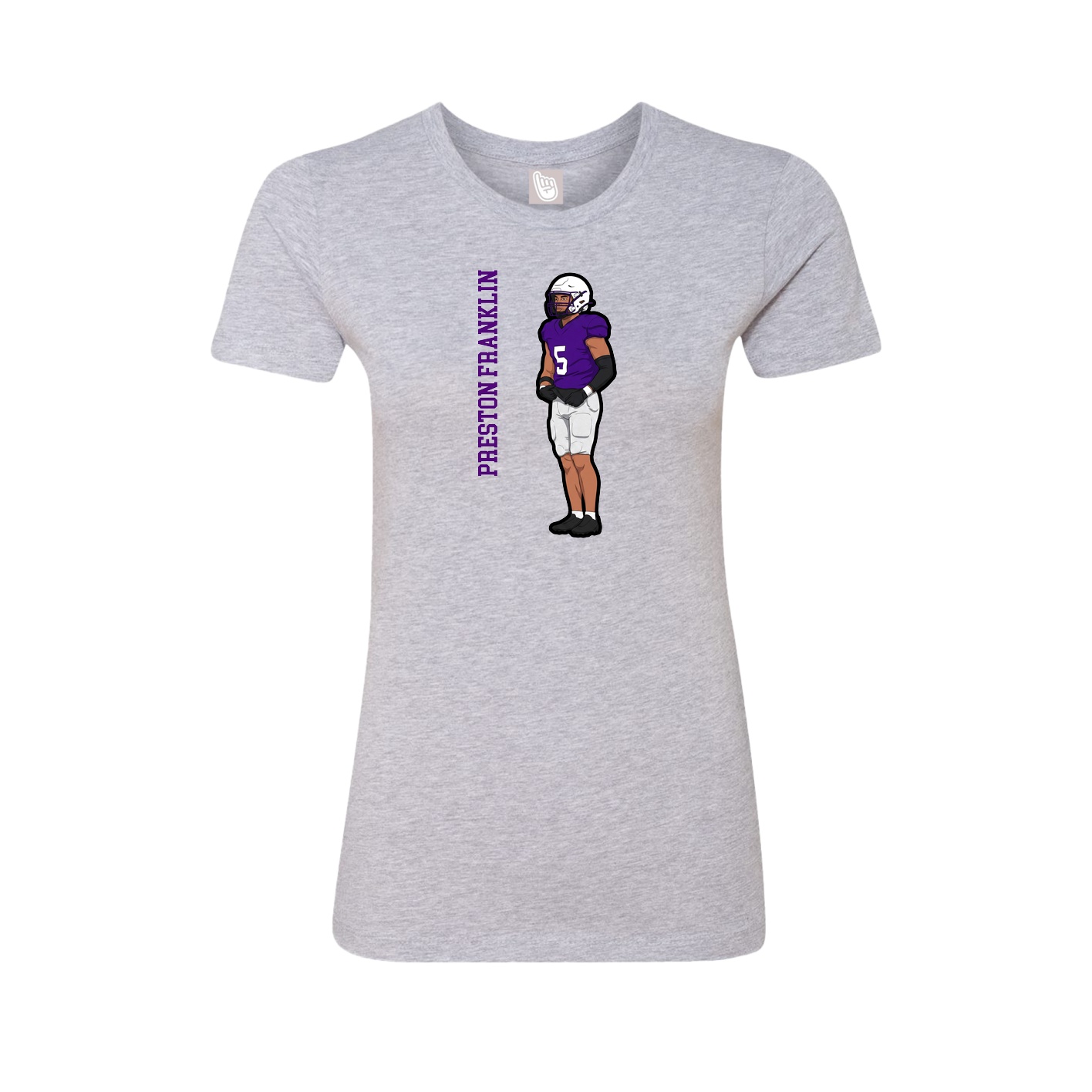 Fitted Women's Tee — Name Vertical in Grey