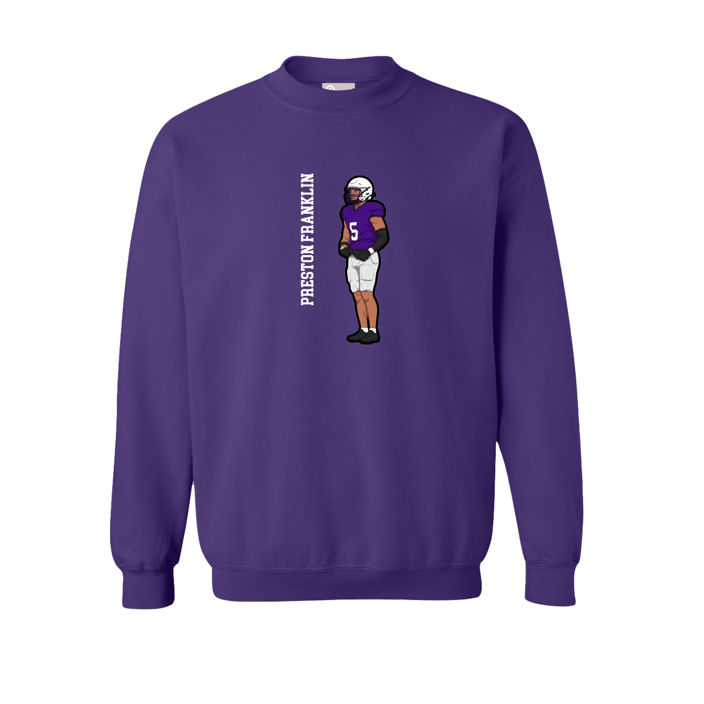 Fleece Crew — Name Vertical in Purple
