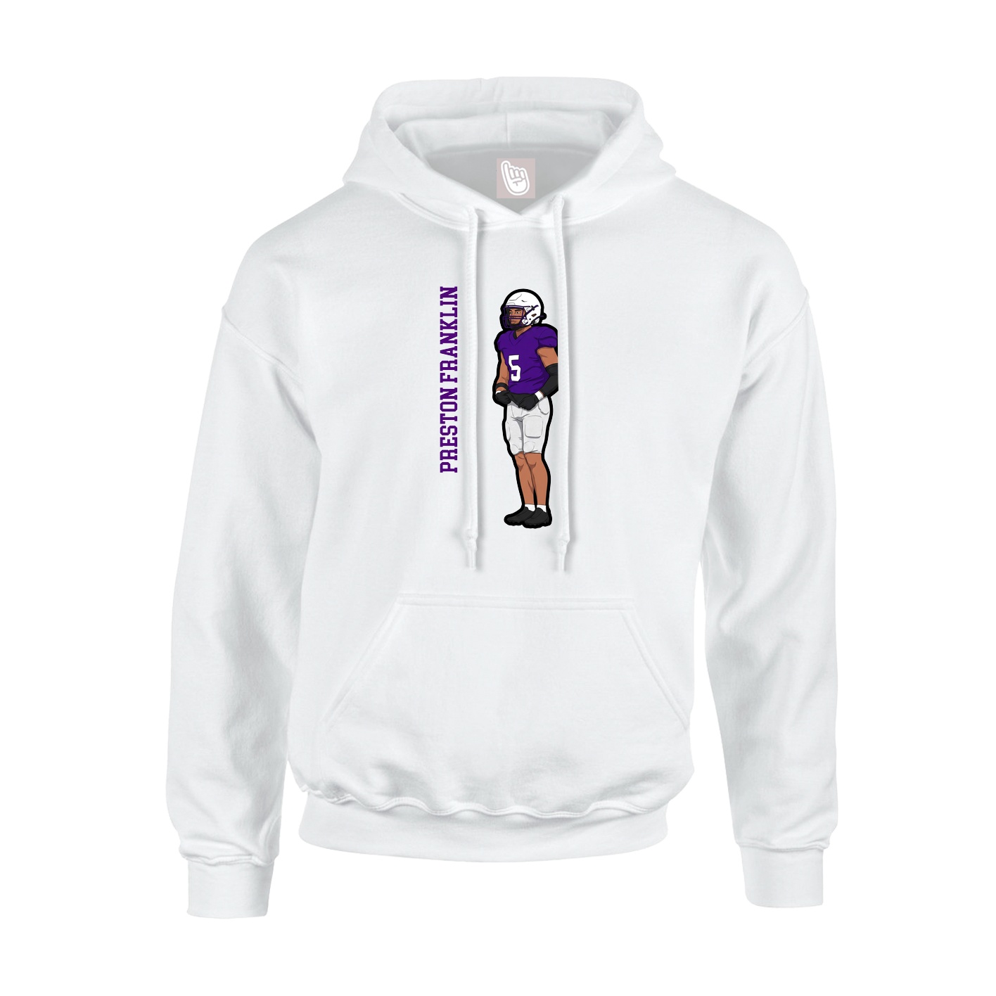 Youth Hoodie — Name Vertical in White