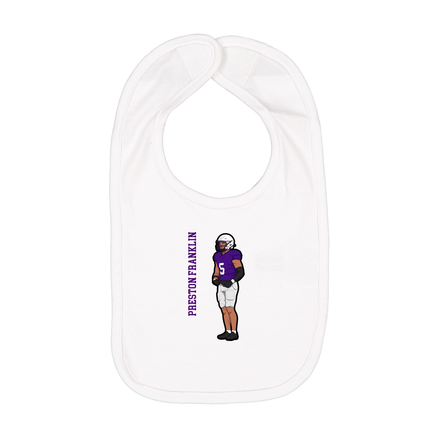 Infant Bib — Name Vertical in White