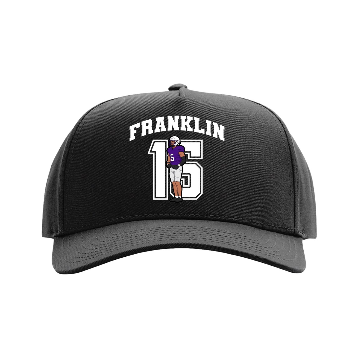 Full Fabric Five-Panel Champ Cap — Number in Black