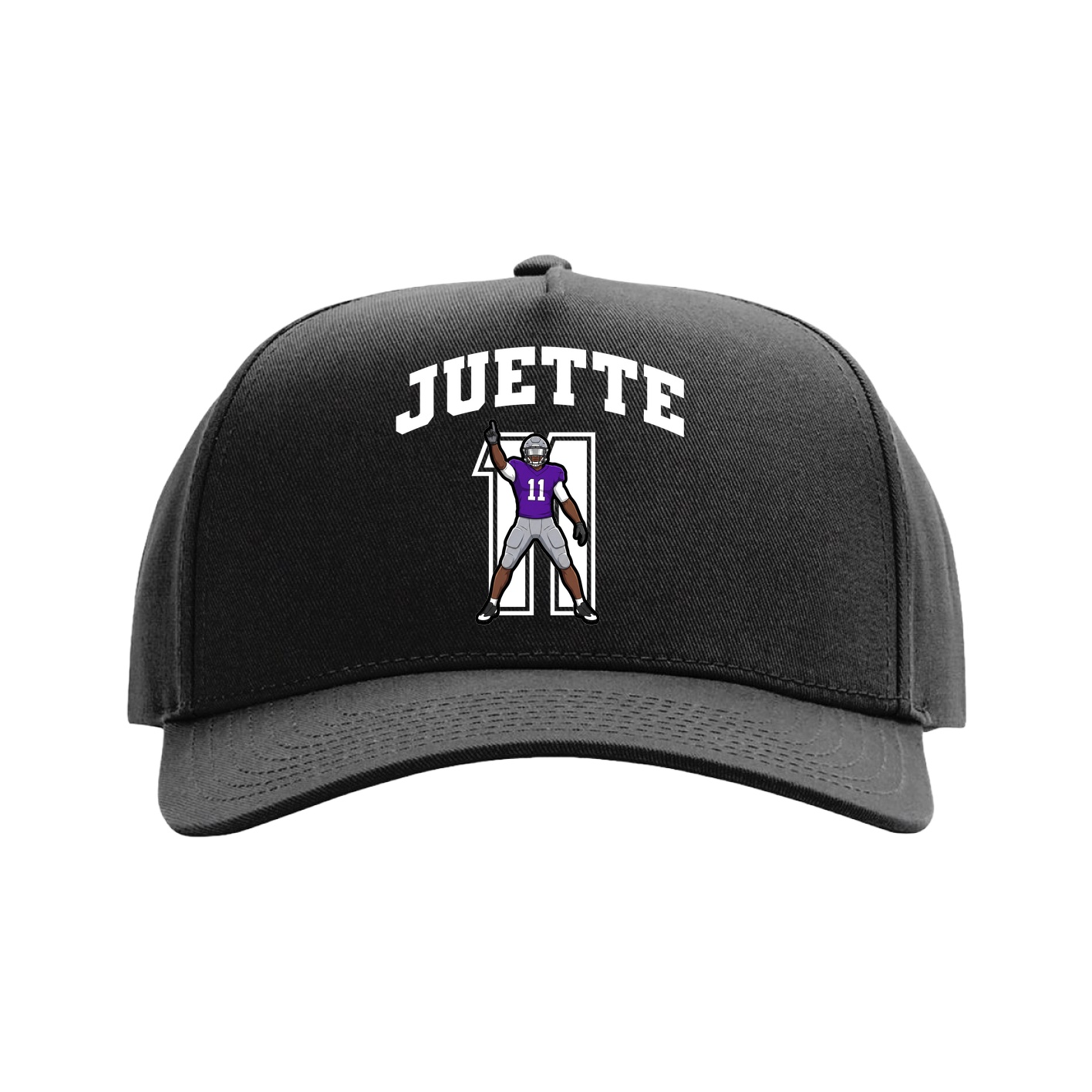 Full Fabric Five-Panel Champ Cap — Number in Black
