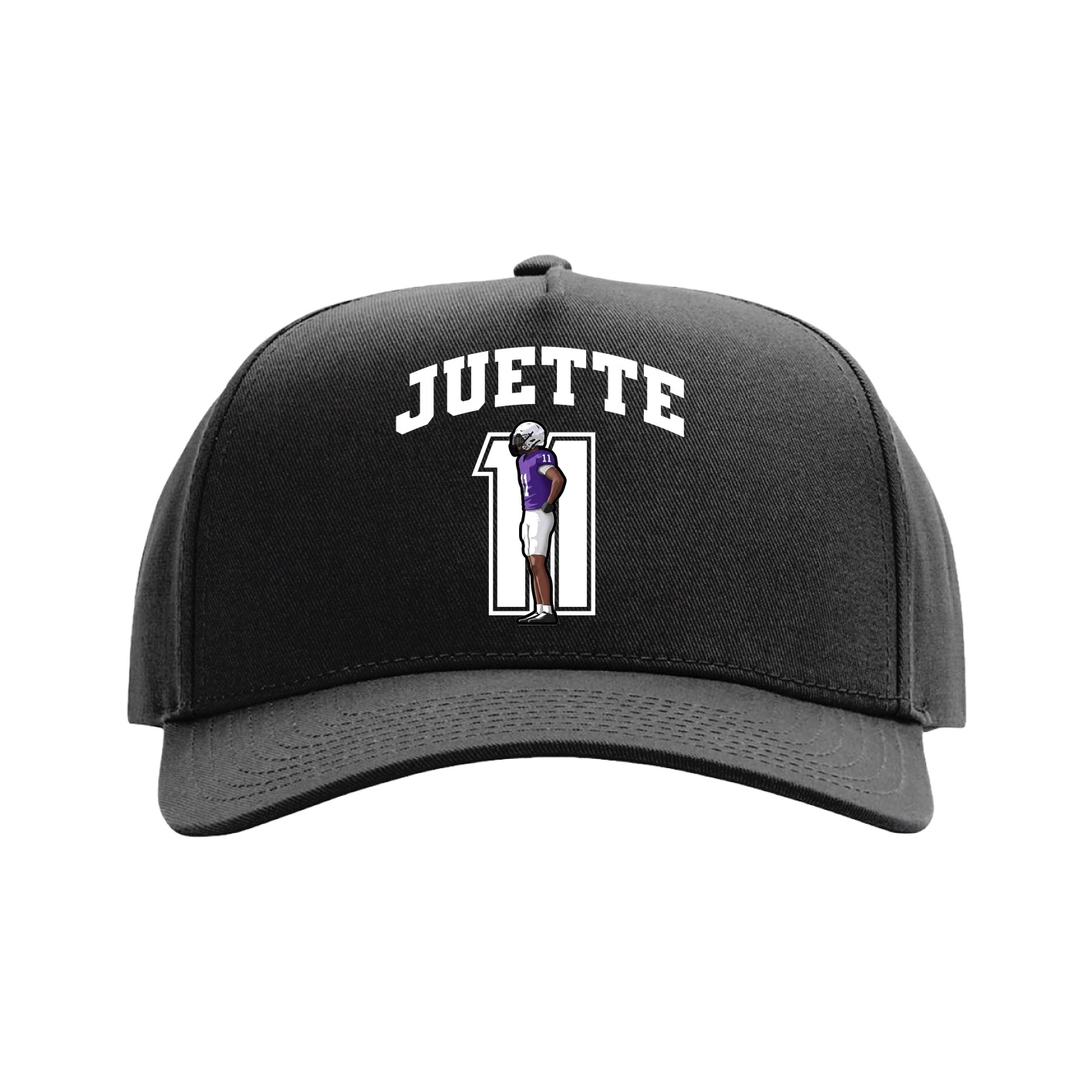 Full Fabric Five-Panel Champ Cap — Number in Black