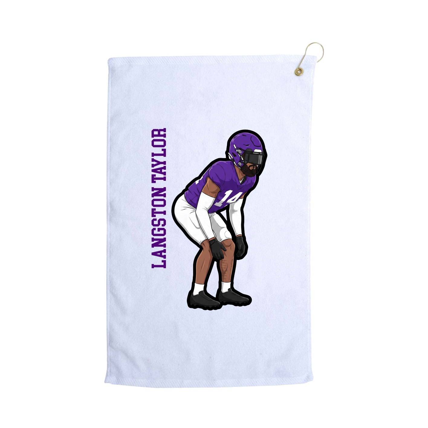Golf Towel — Name Vertical in White