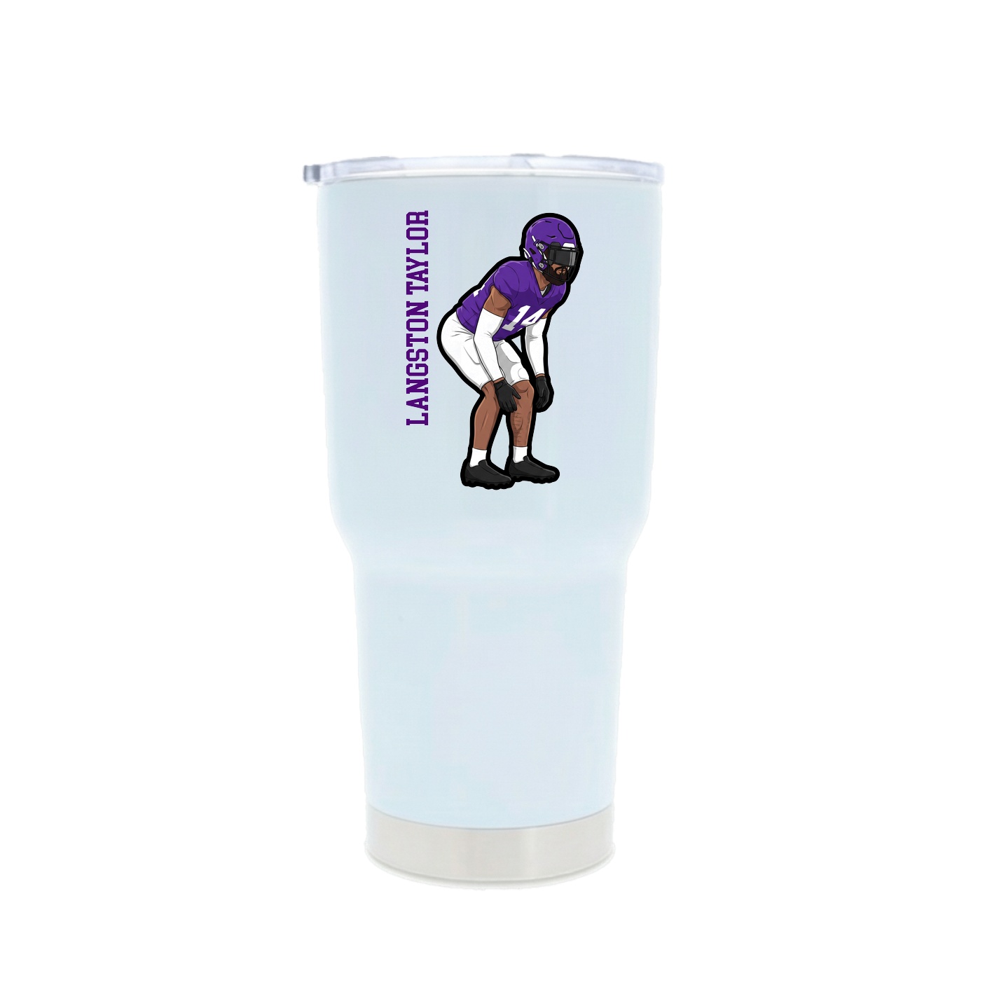 30oz Stainless Steel Tumbler — Name Vertical in White