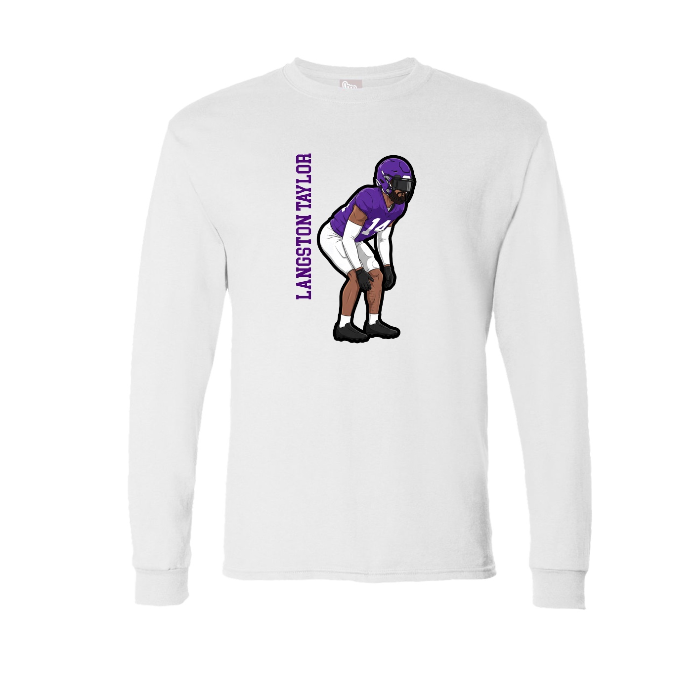 Long Sleeve Tee — Name Vertical in White