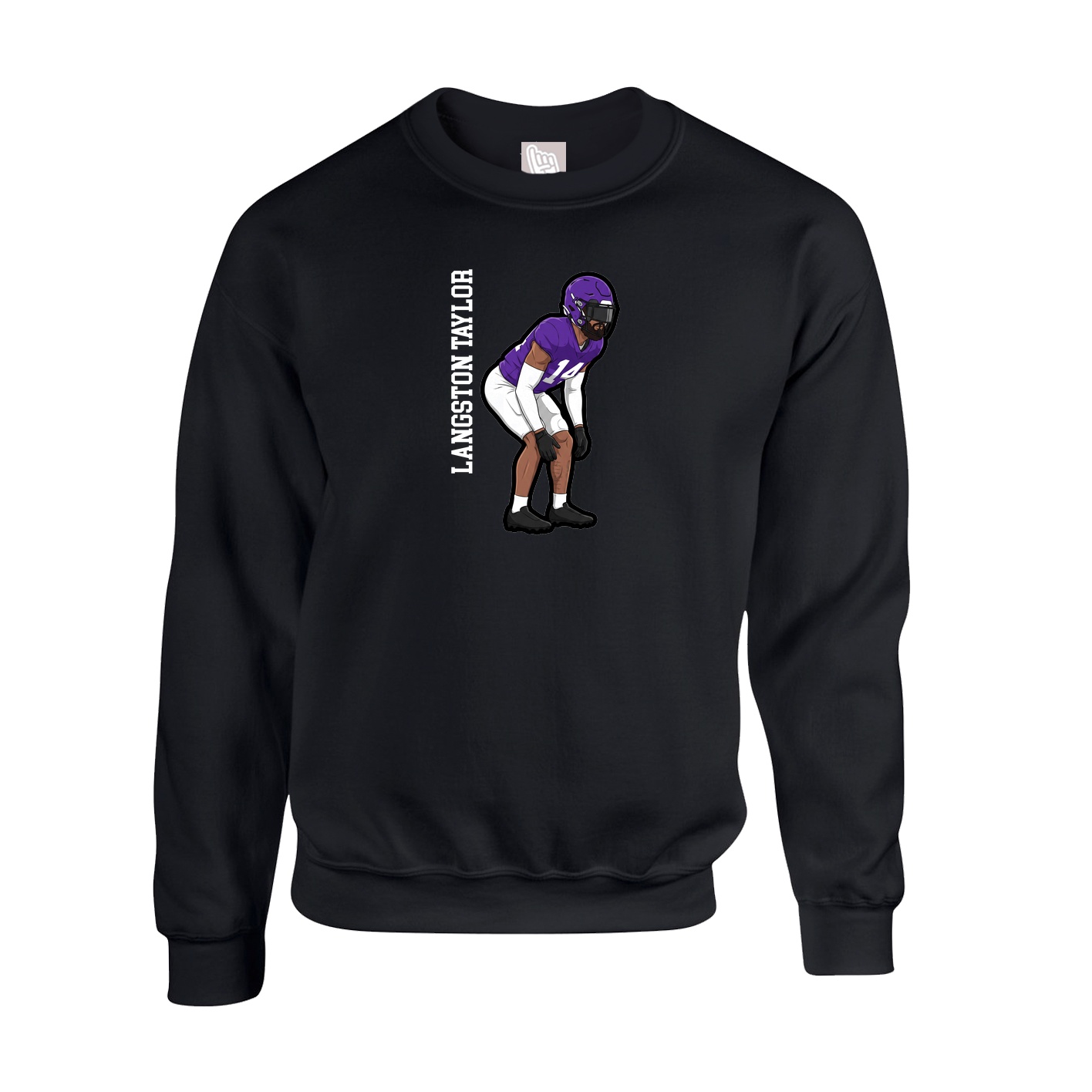 Fleece Crew — Name Vertical in Black