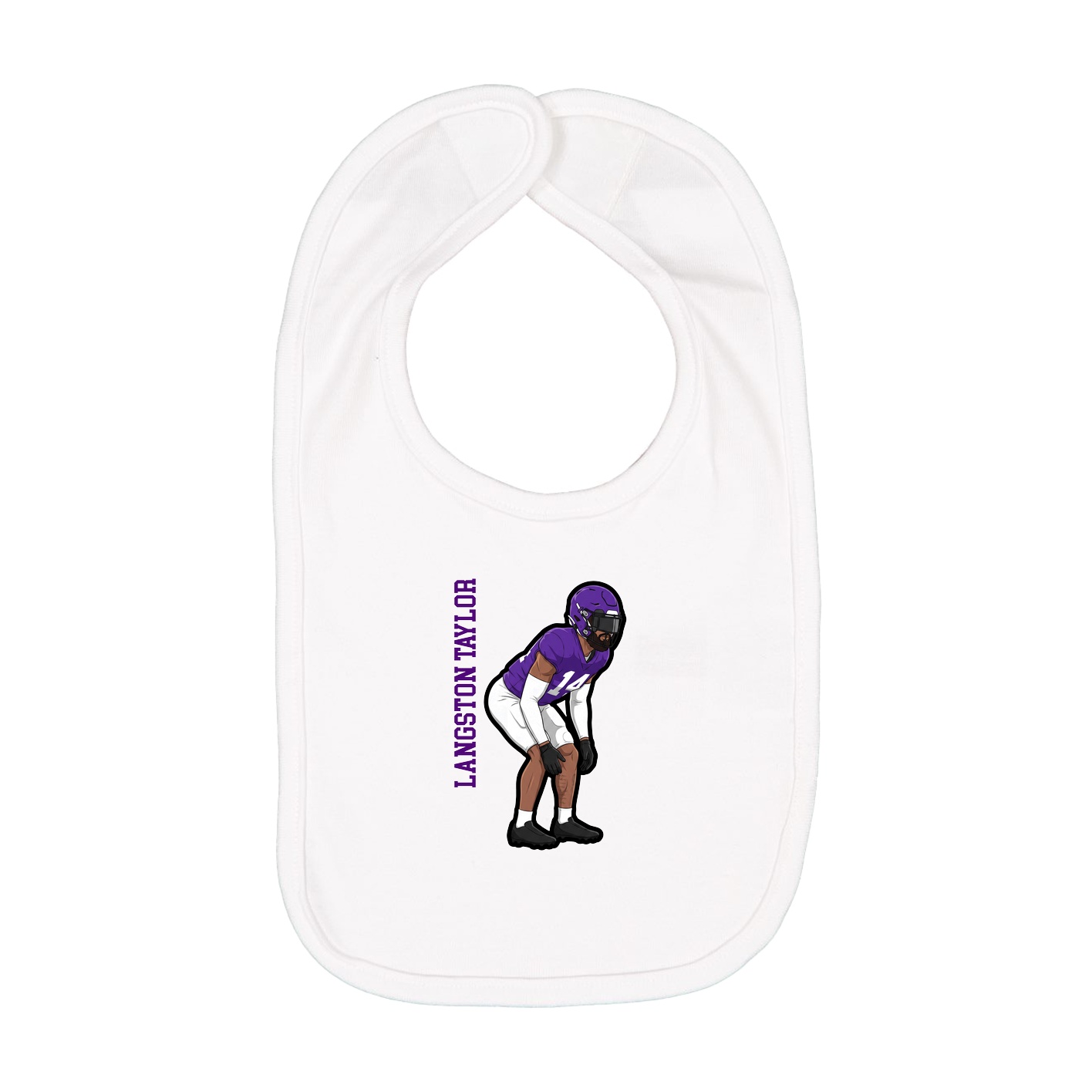 Infant Bib — Name Vertical in White
