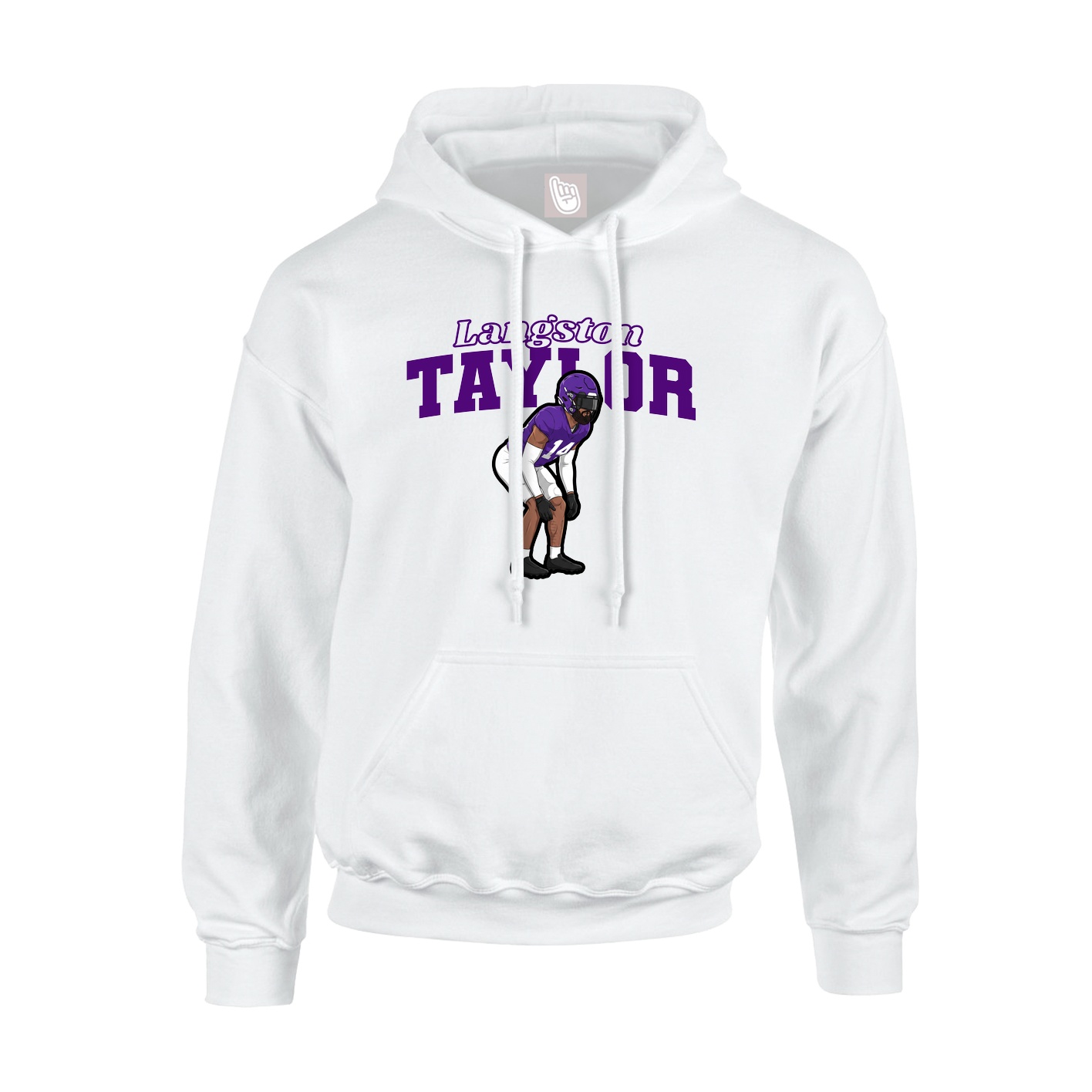Youth Hoodie — Name Arch in White