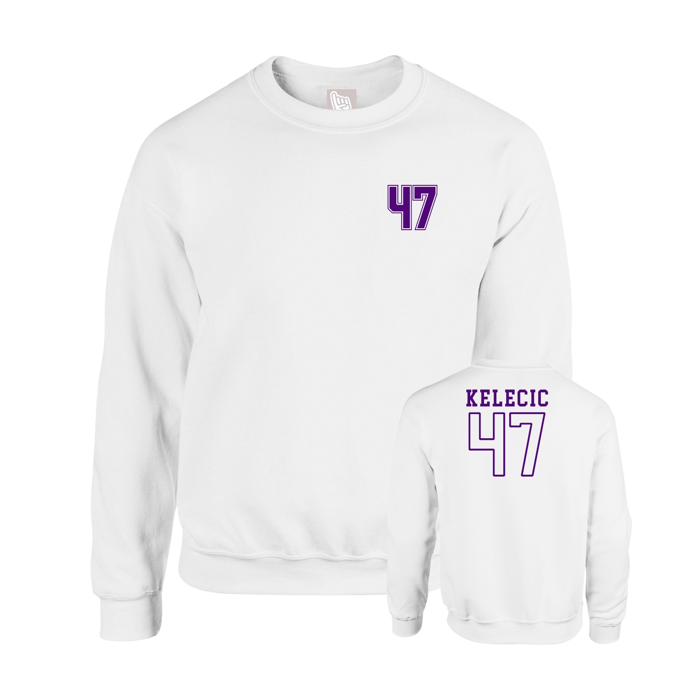 Fleece Crew — Chest Back in White