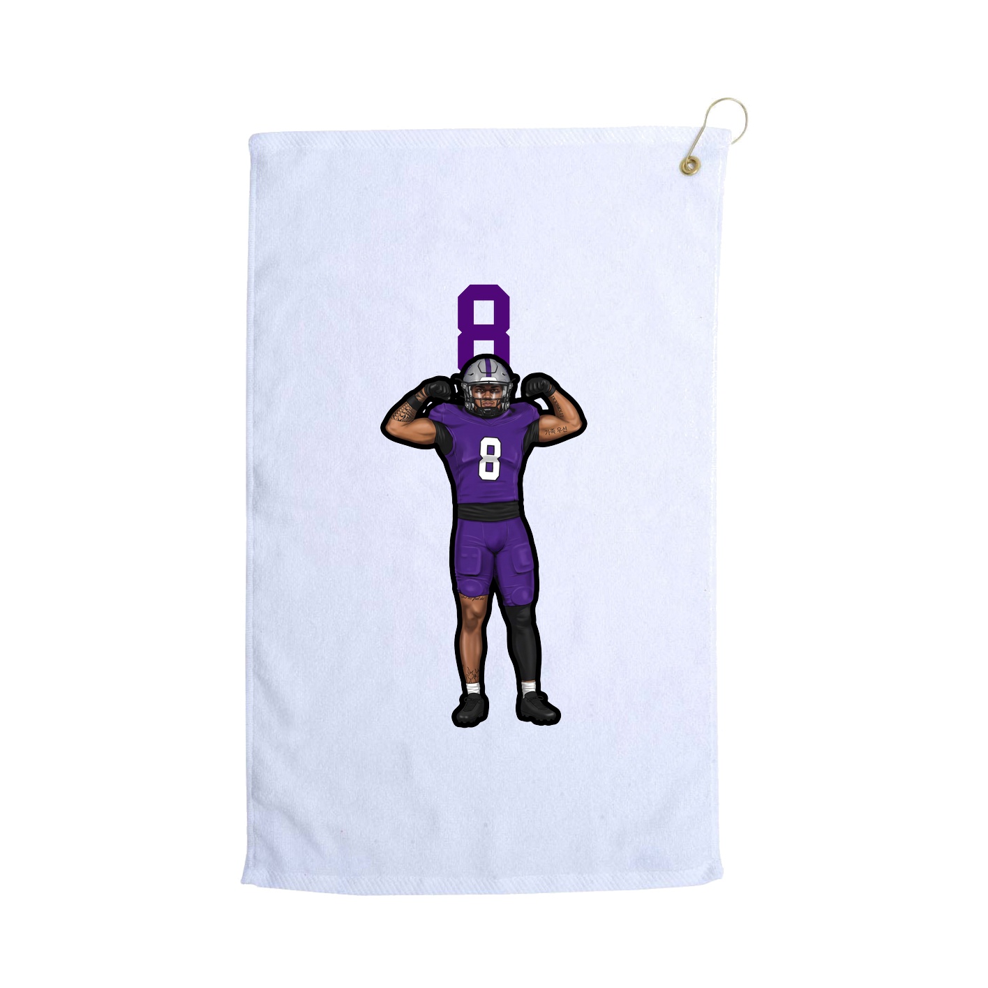 Golf Towel — Number Top in White