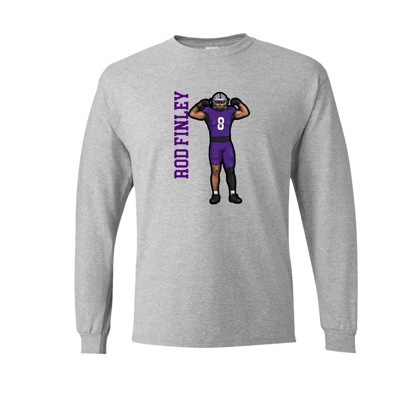 Long Sleeve Tee — Name Vertical in Grey