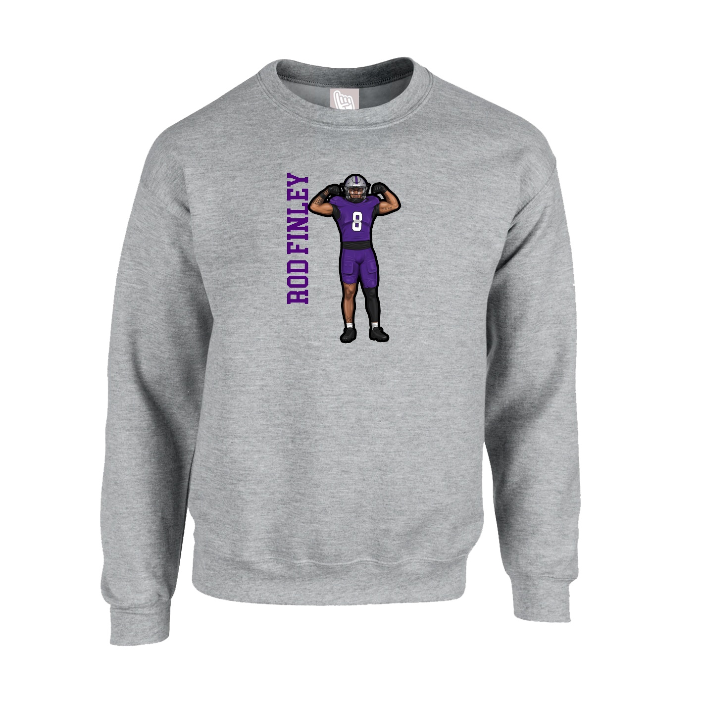 Fleece Crew — Name Vertical in Grey