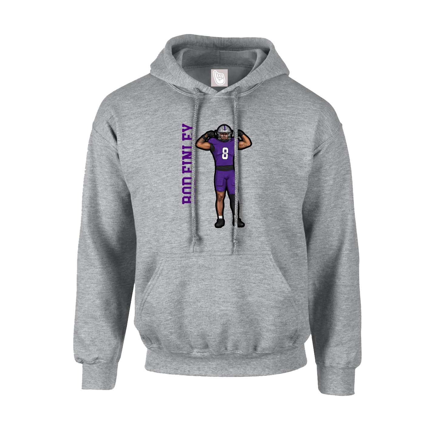 Youth Hoodie — Name Vertical in Grey