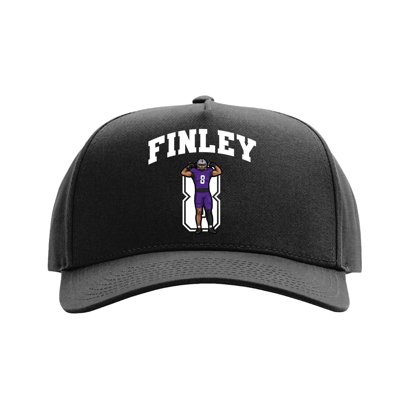 Full Fabric Five-Panel Champ Cap — Number in Black