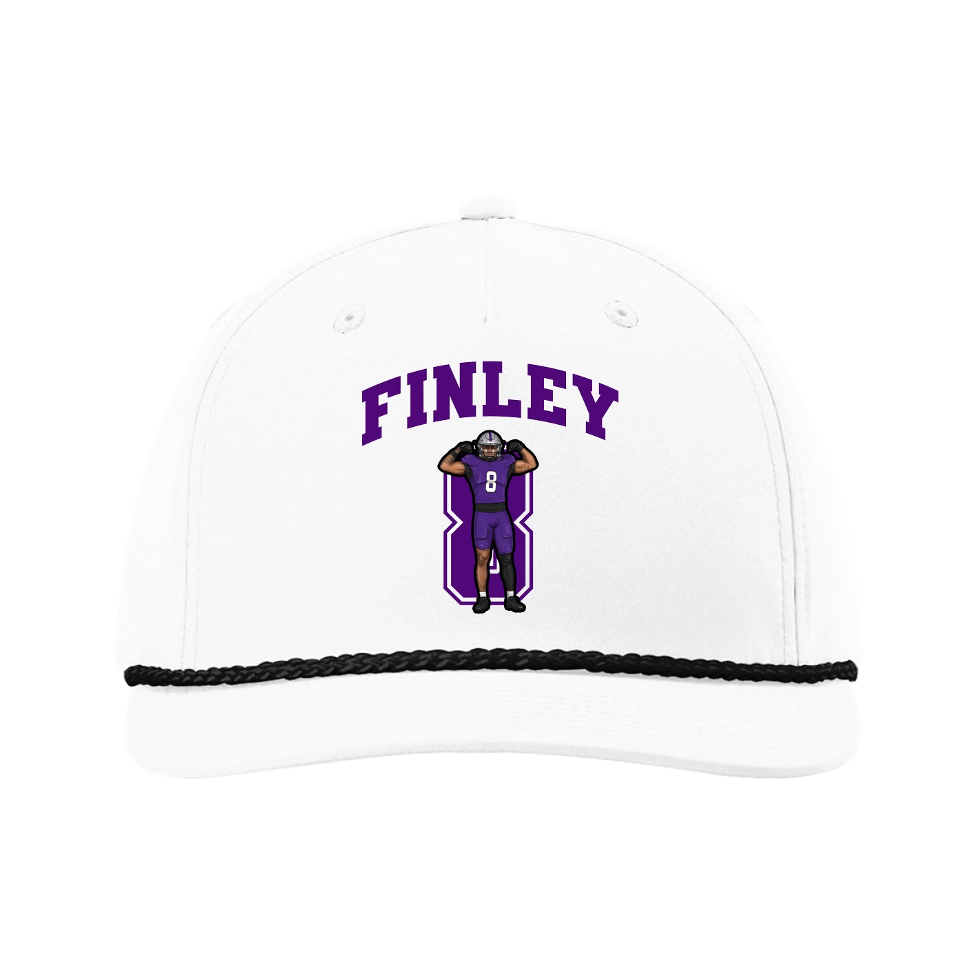 Five-Panel Classic Rope Cap — Number in White