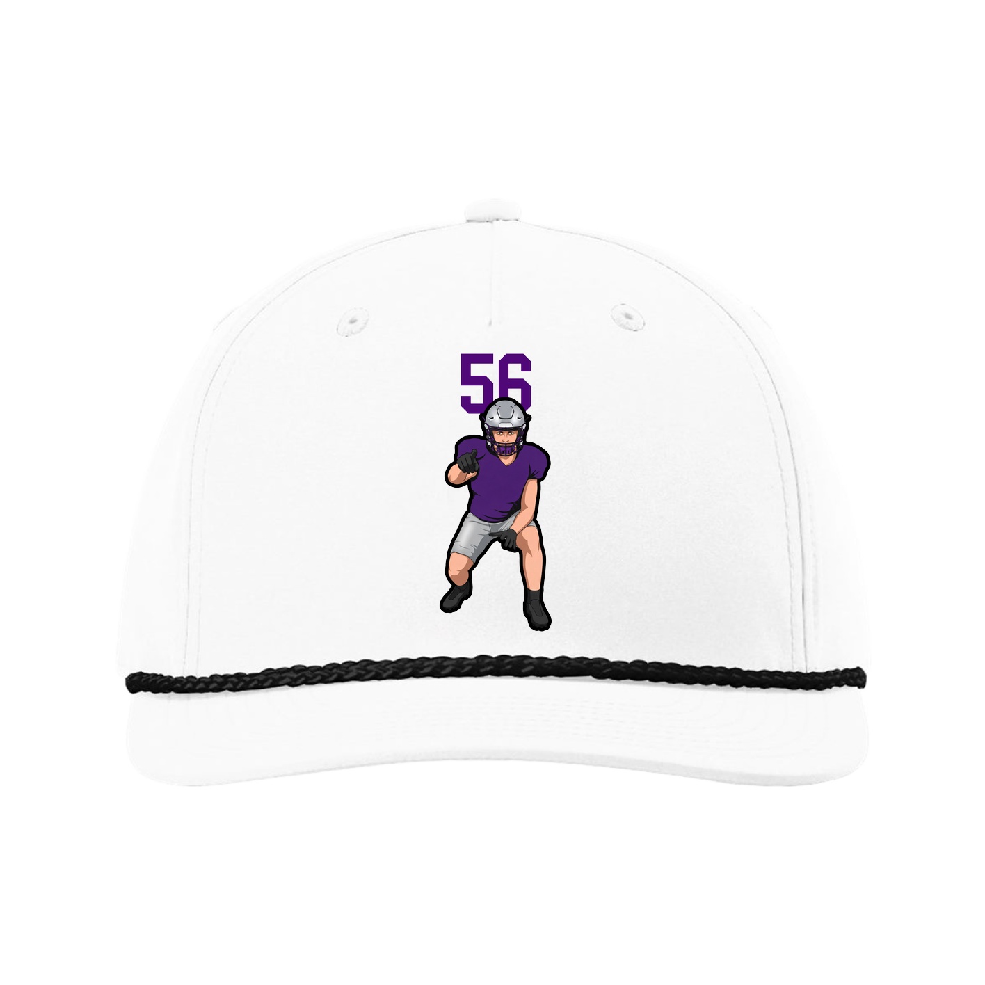 Five-Panel Classic Rope Cap — Number Top in White