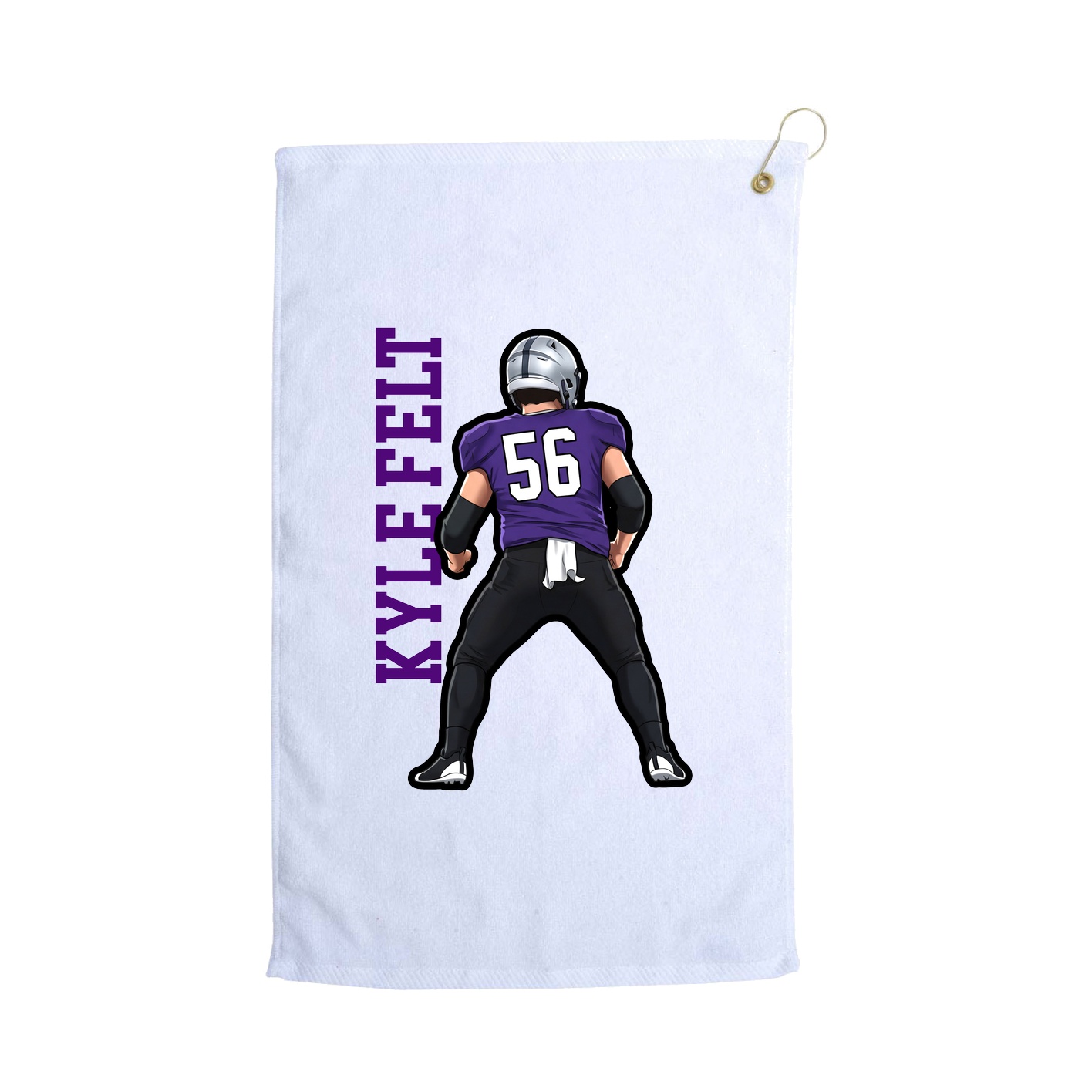 Golf Towel — Name Vertical in White