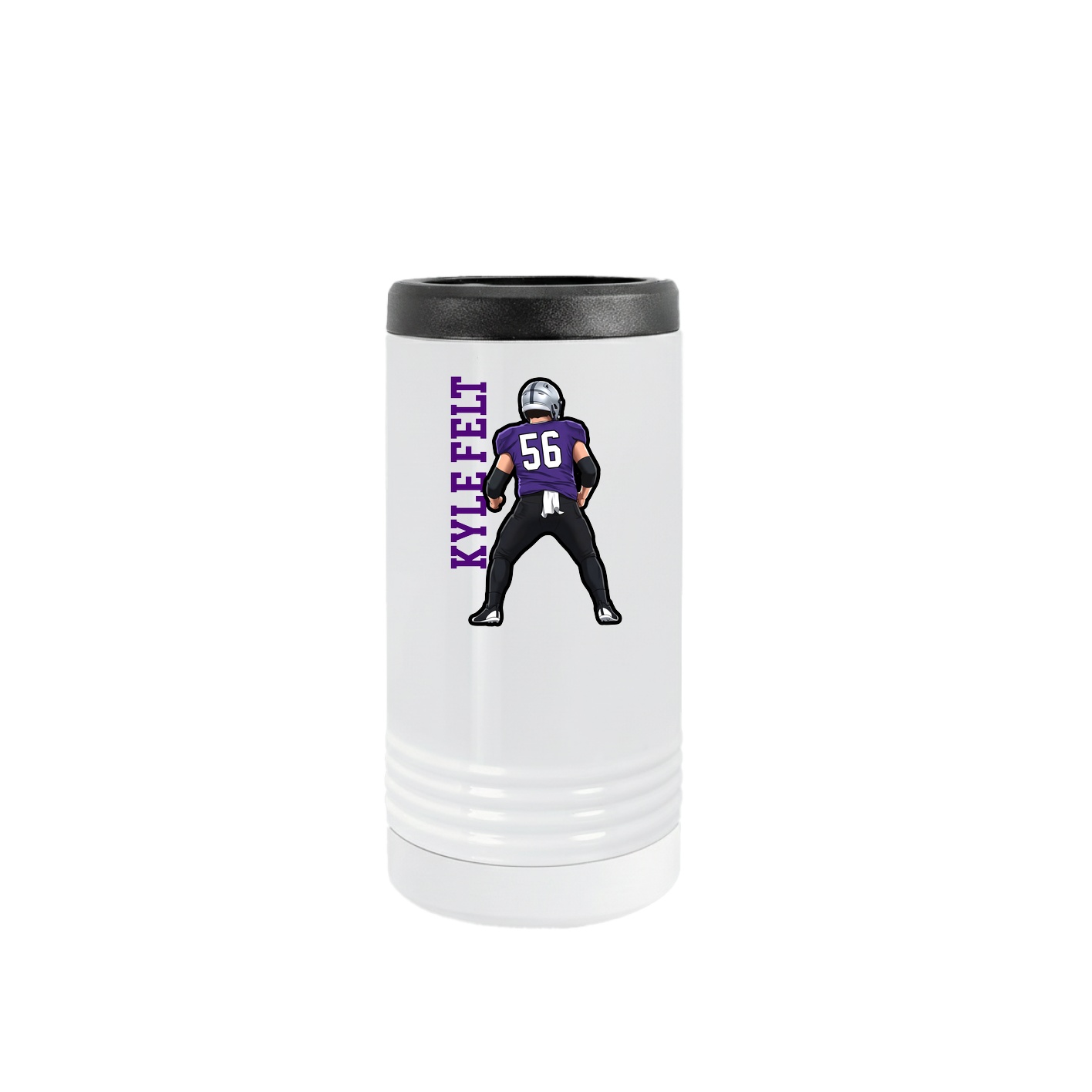 Slim Beverage Holder — Name Vertical in White